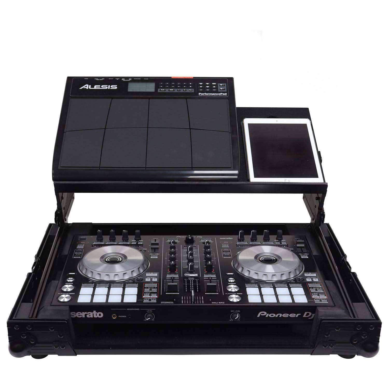 Odyssey FZGSADDJSR2BL Pioneer DDJ-SR / DDJ-SR2 Flight Case with Angle Glide Platform - Black - Hollywood DJ