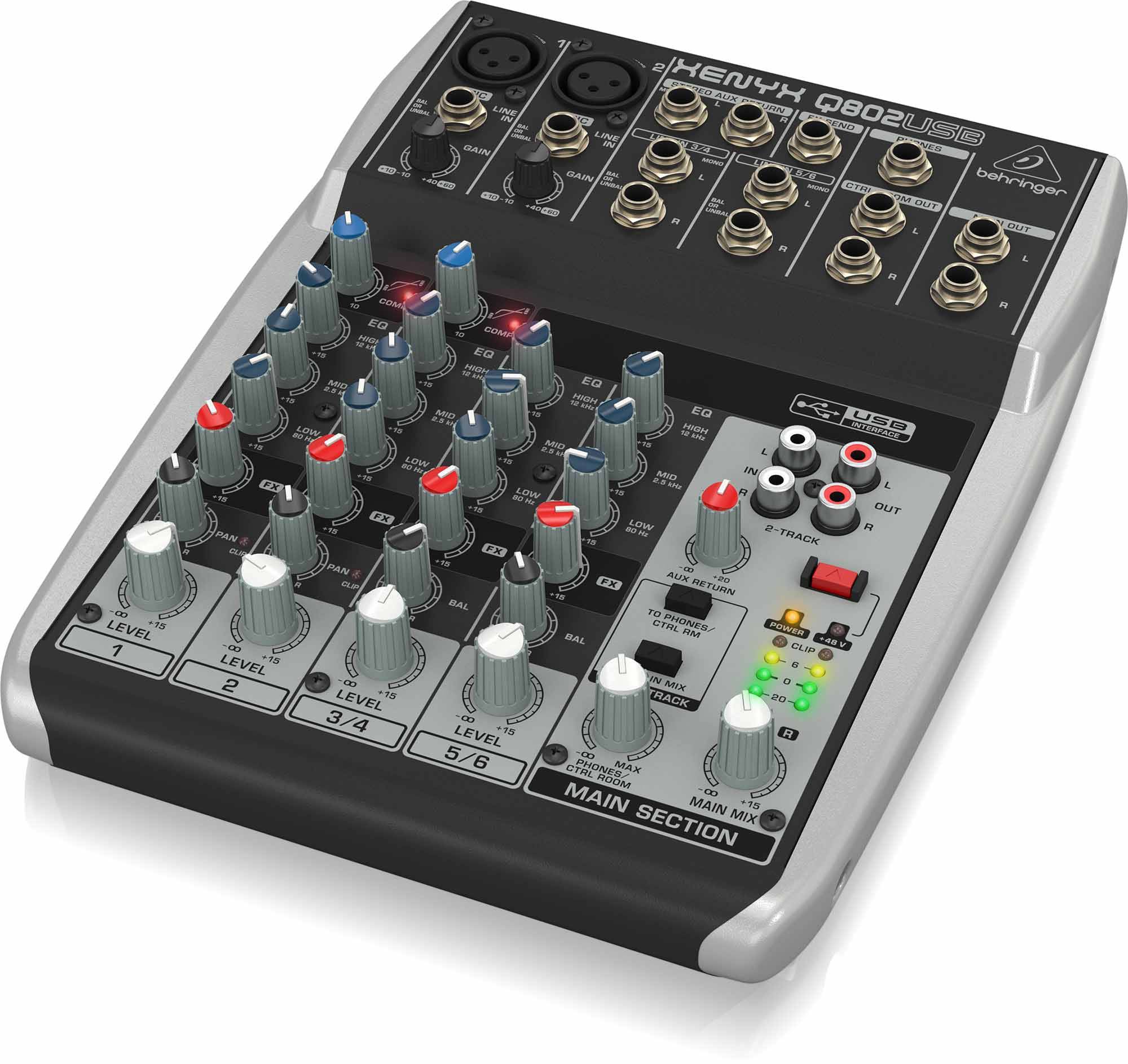 Behringer Xenyx Q802USB 8 Channel Analog Mixer with USB/Audio Interface - Hollywood DJ