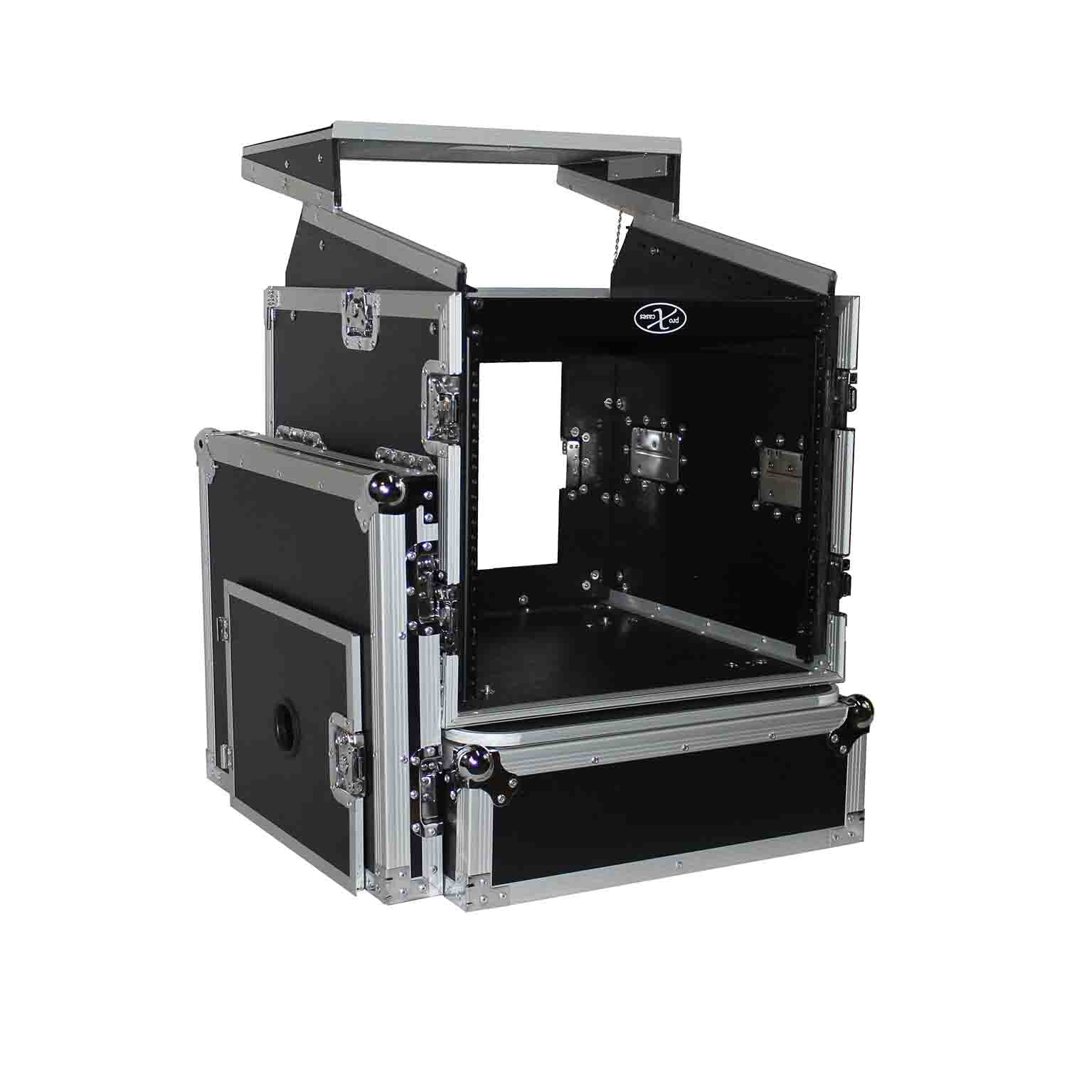 ProX T-10MRLT 10U Rack x 10U Top Mixer DJ Combo Flight Case with Laptop Shelf and Casters - Hollywood DJ