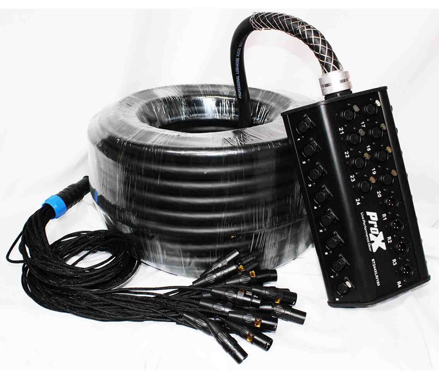 Prox XC-SB244XLR150 Stage Box Snake 24 XLR-F Input 4 XLR-M Return - 150 Feet - Hollywood DJ