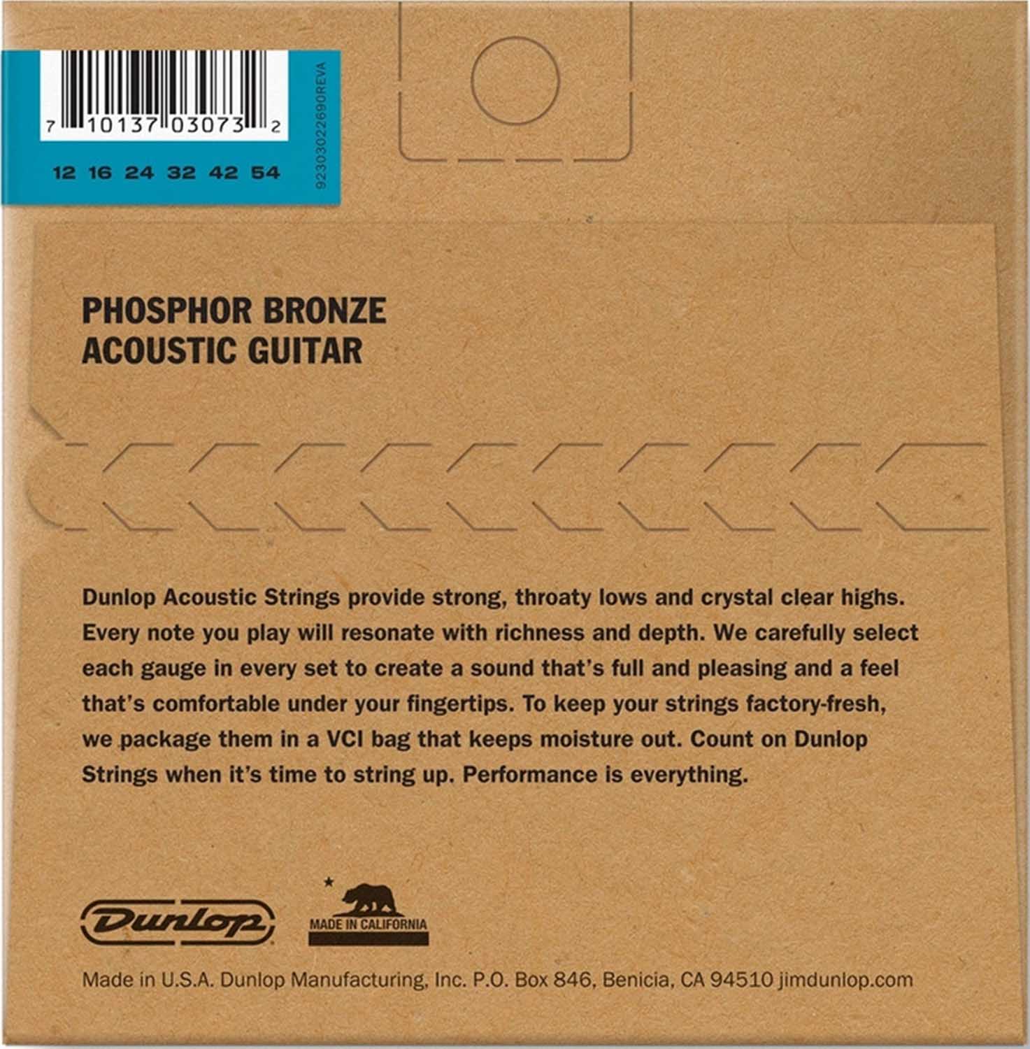 Dunlop DAP1254 Phosphor Bronze Light Acoustic Strings - 12-54 - Hollywood DJ