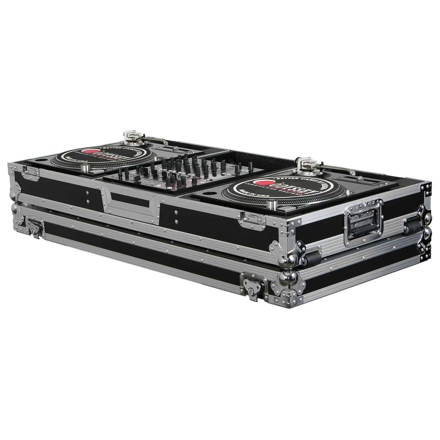Odyssey FZBM12W 12" Format DJ Mixer and Two Battle Position Turntables Flight Coffin Case - Hollywood DJ