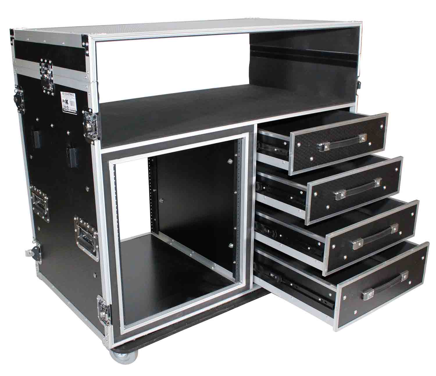 ProX XS-12U4DTWCO Dual-Table Case and Mixing Console Workstation with Casters - Hollywood DJ
