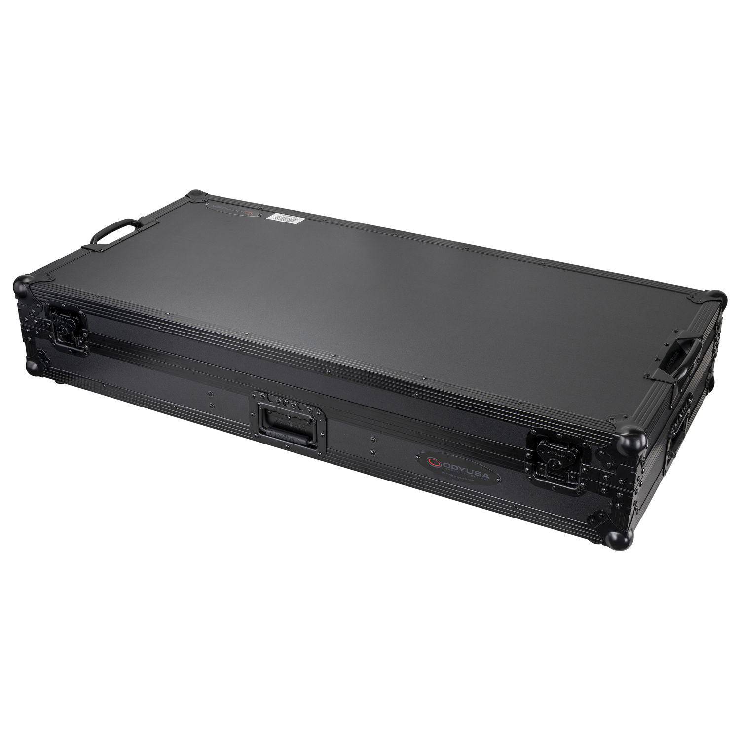 Odyssey FZGSLBM12WRBL Black Low Profile 12″ Format DJ Mixer and Two Battle Position Turntables Flight Coffin Case with Wheels and Glide Platform - Hollywood DJ
