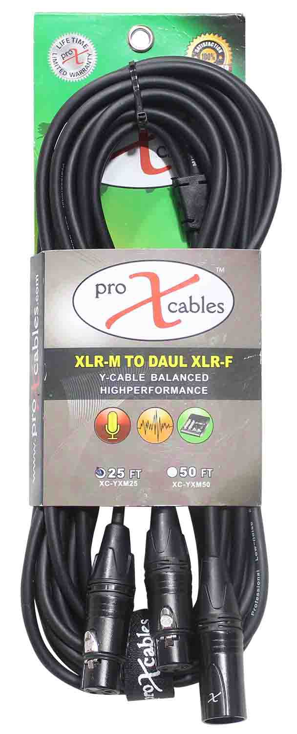 Prox XC-YXM25 Balanced XLR-M to Dual XLR-F High Performance Audio Y Cable - 25 Feet - Hollywood DJ
