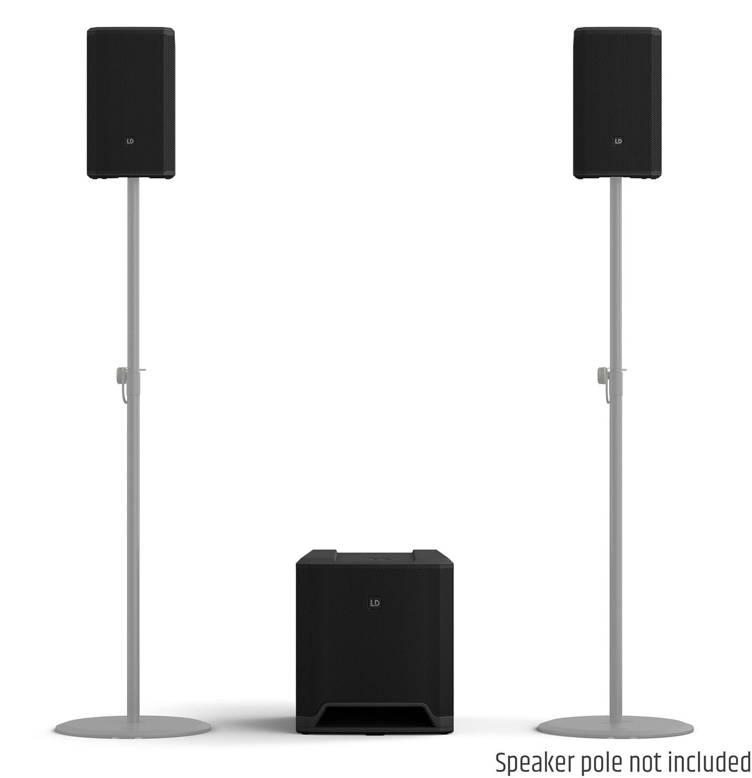 LD Systems DAVE 12 G4X Compact 2.1 Powered PA System with Bluetooth and Mixer - 750W RMS - Hollywood DJ