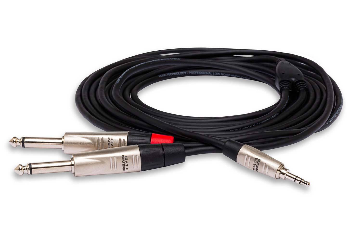 Hosa HMP-010Y Pro Stereo Breakout REAN 3.5 mm TRS to Dual 1/4 in TS - 10 Feet - Hollywood DJ