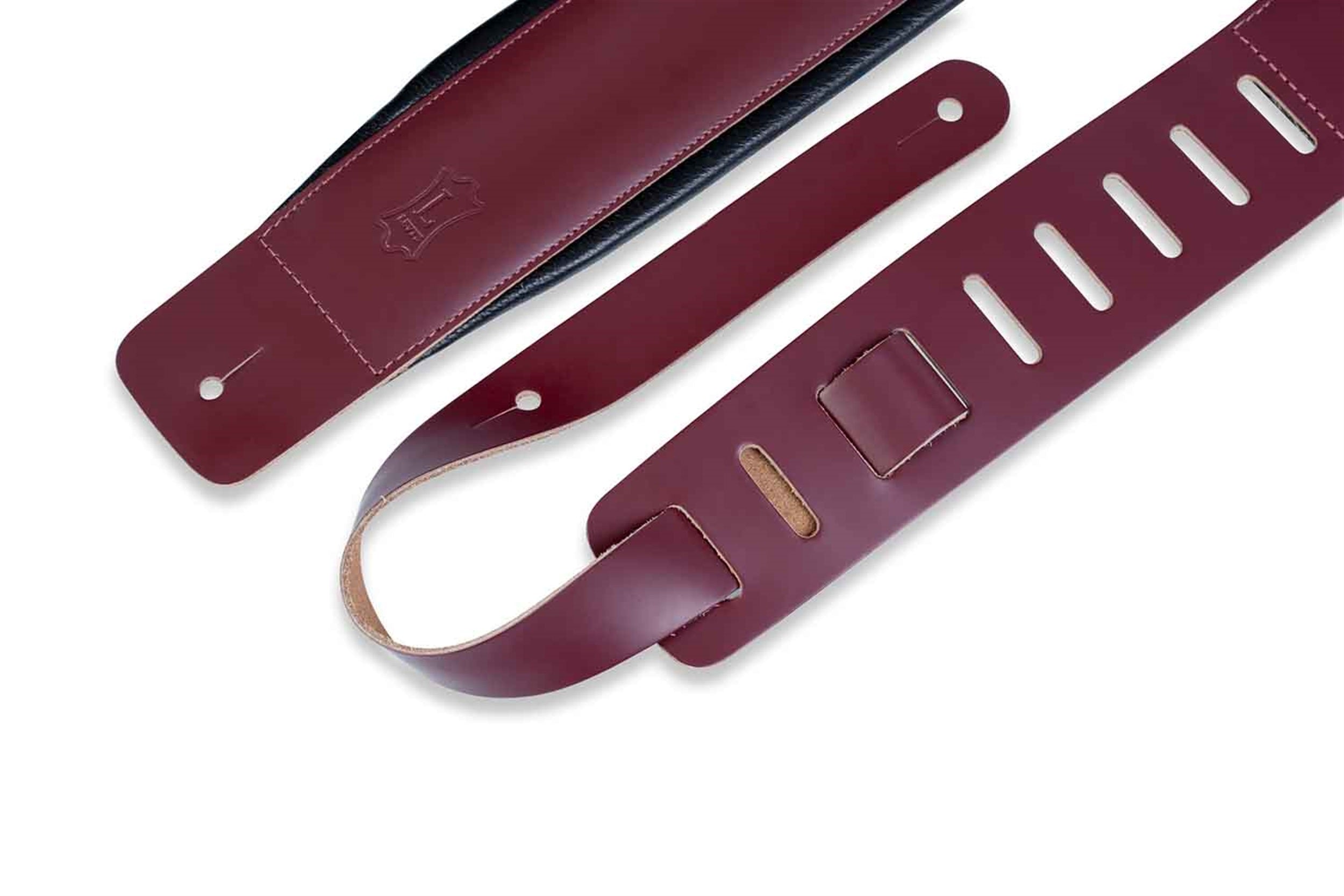Levy's Leathers DM1PD-BRG 3″ Leather Guitar Strap - Burgundy - Hollywood DJ