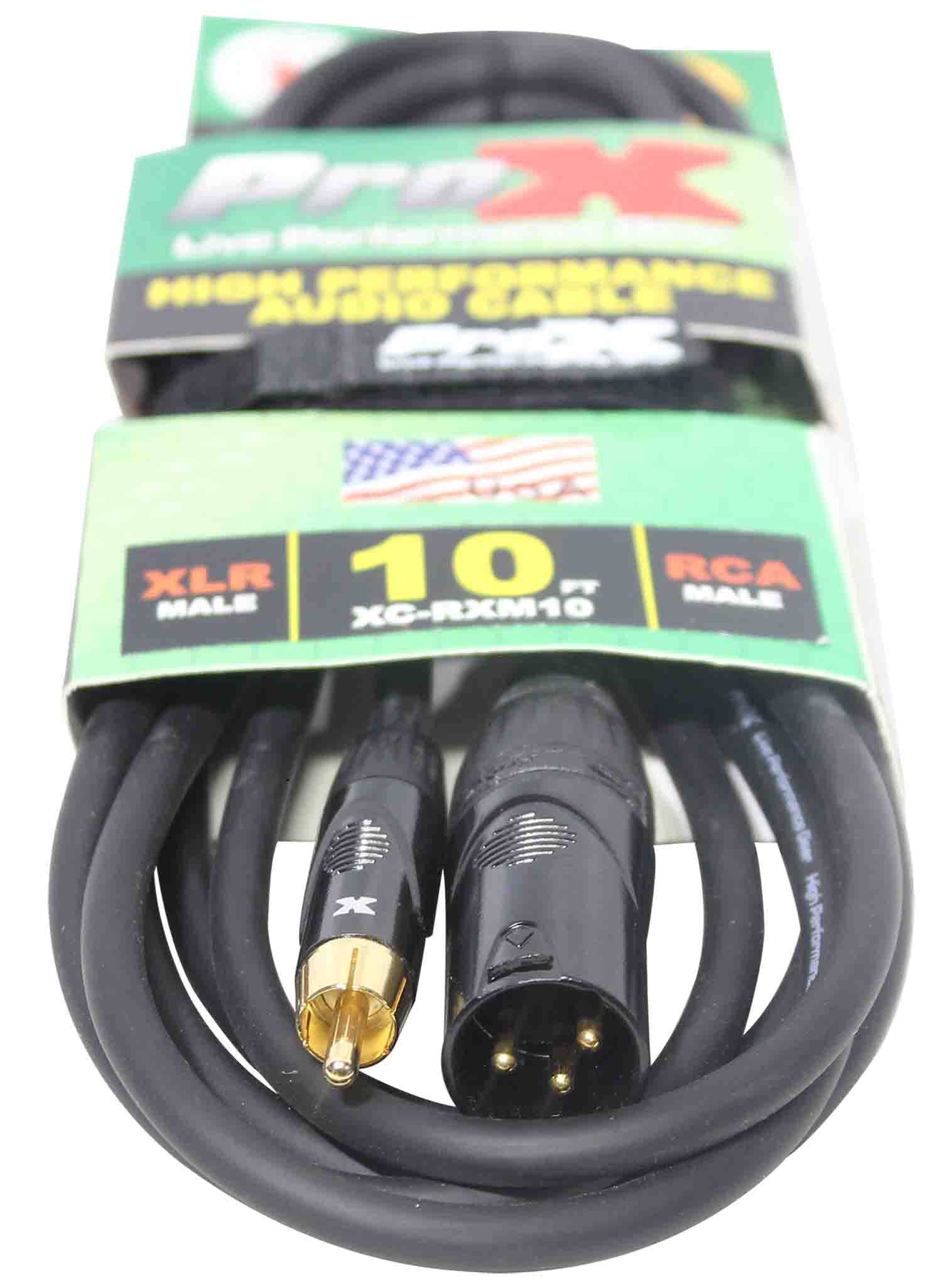 Prox XC-RXM10 Unbalanced RCA to XLR3-M High Performance Audio Cable - 10 Feet - Hollywood DJ