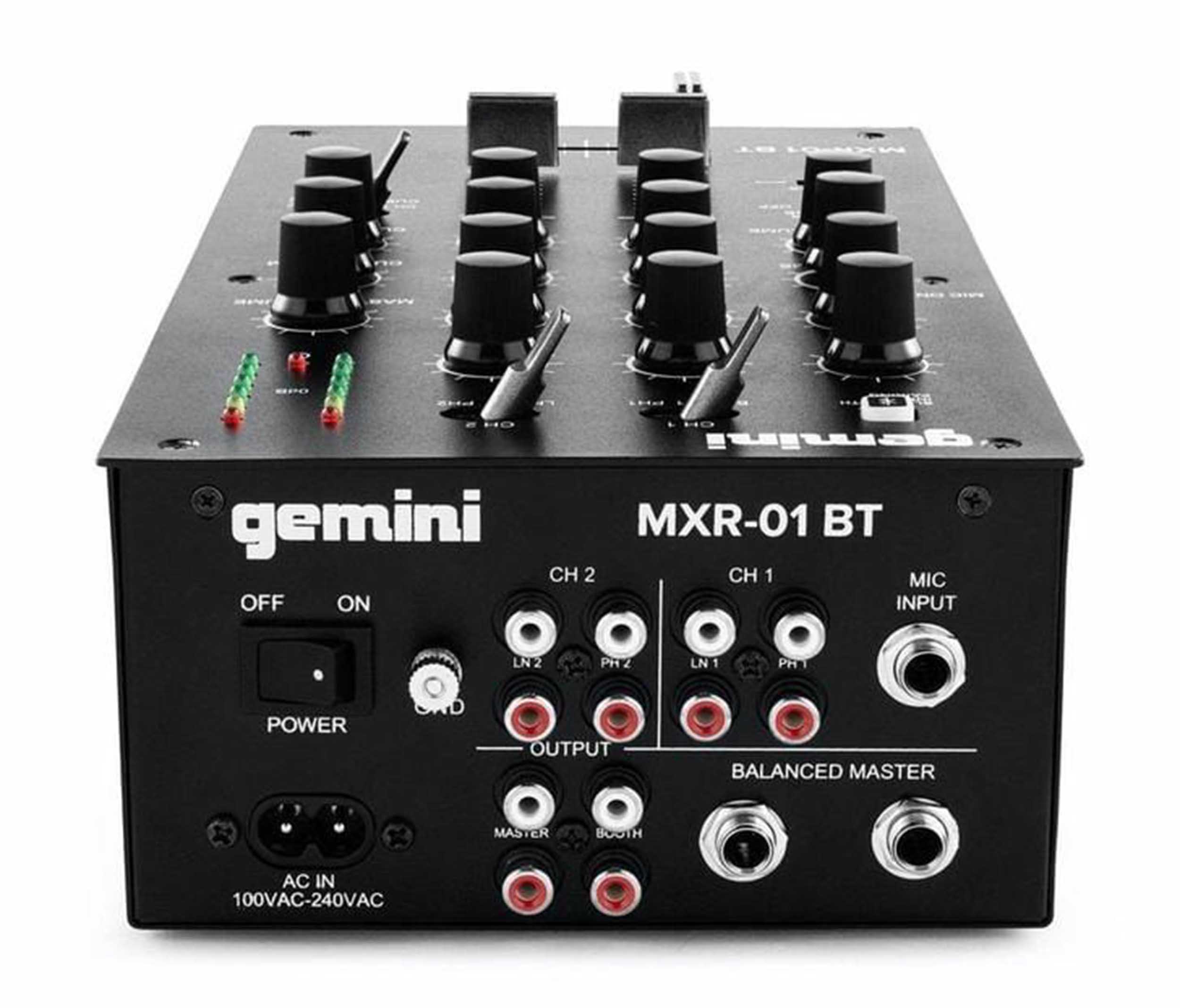 Gemini Sound MXR-01BT, 2-Channel Professional Dj Mixer with Bluetooth Input - Hollywood DJ
