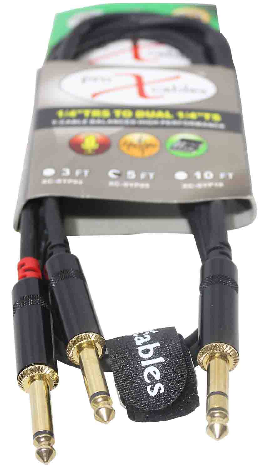 Prox XC-SYP05 Unbalanced TRS-M Stereo to Dual TS-M High Performance Audio Y Cable - 5 Feet - Hollywood DJ