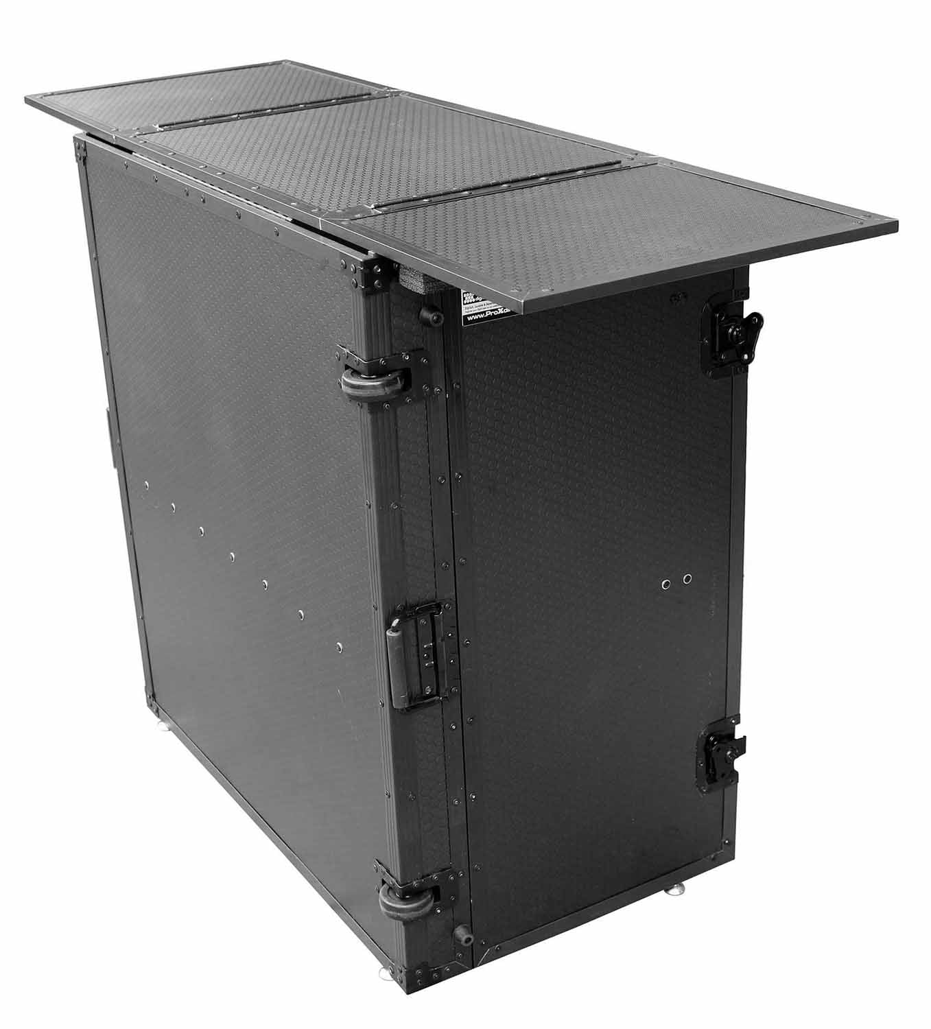 ProX XS-DJSTNBL Transformer Series DJ Folding Workstation Table with Wheels - Black on Black - Hollywood DJ