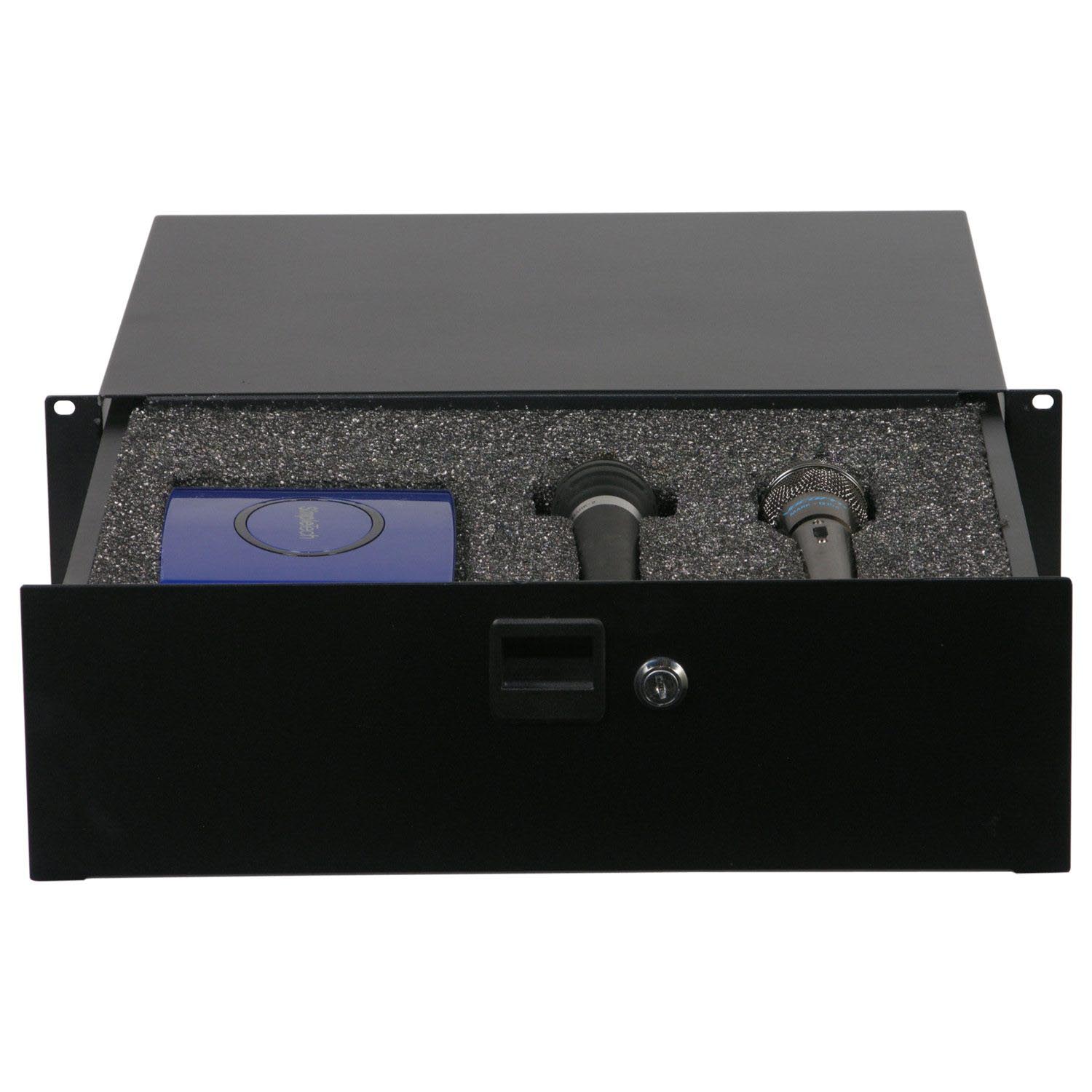 Odyssey ADFRD03 3U Rack Mountable Drawer With Interior Diced Foam - Hollywood DJ
