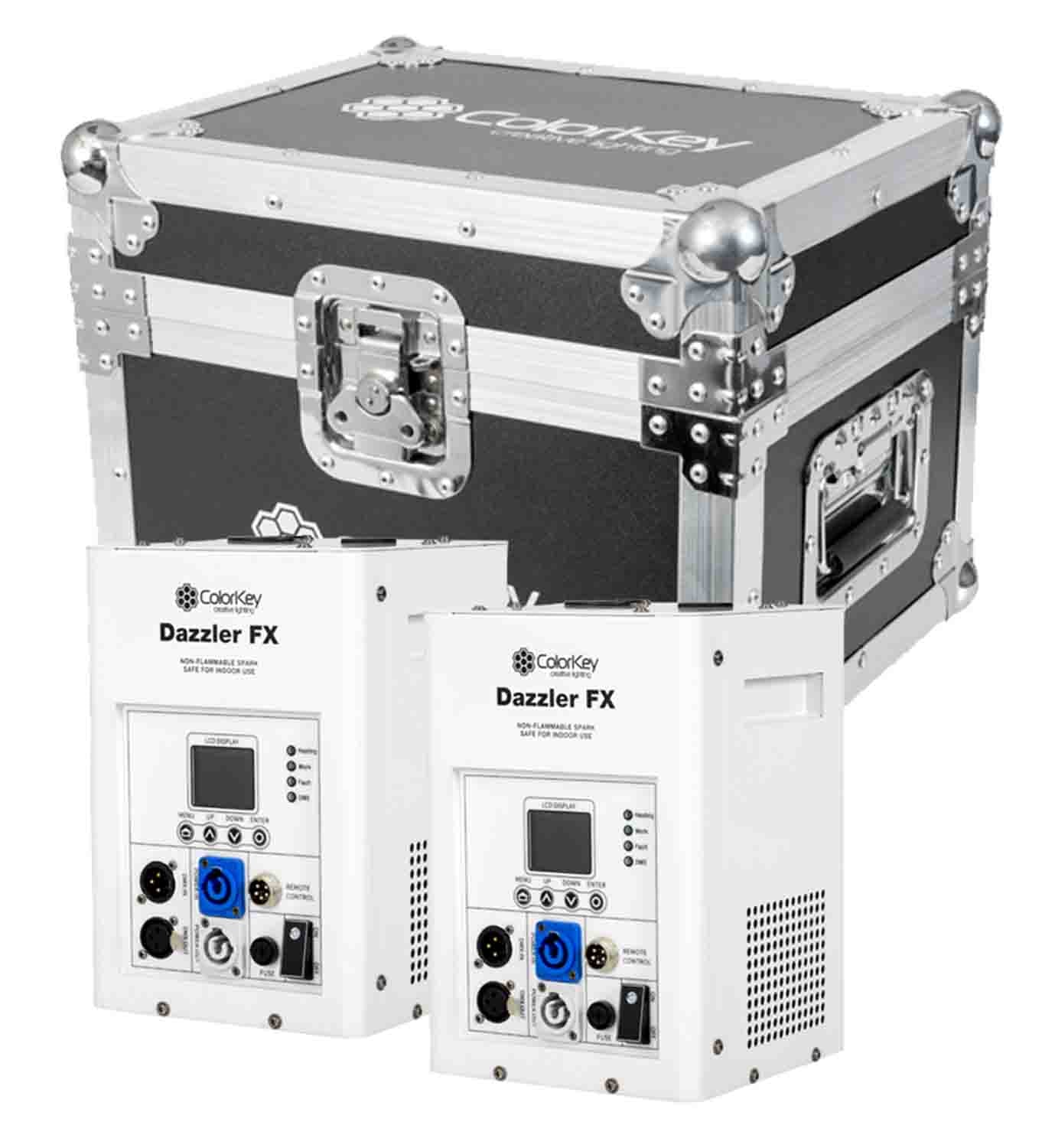 Colorkey CKU-7703-KIT Cold Spark Machine Bundle 2 Dazzlers with Road Case - White - Hollywood DJ