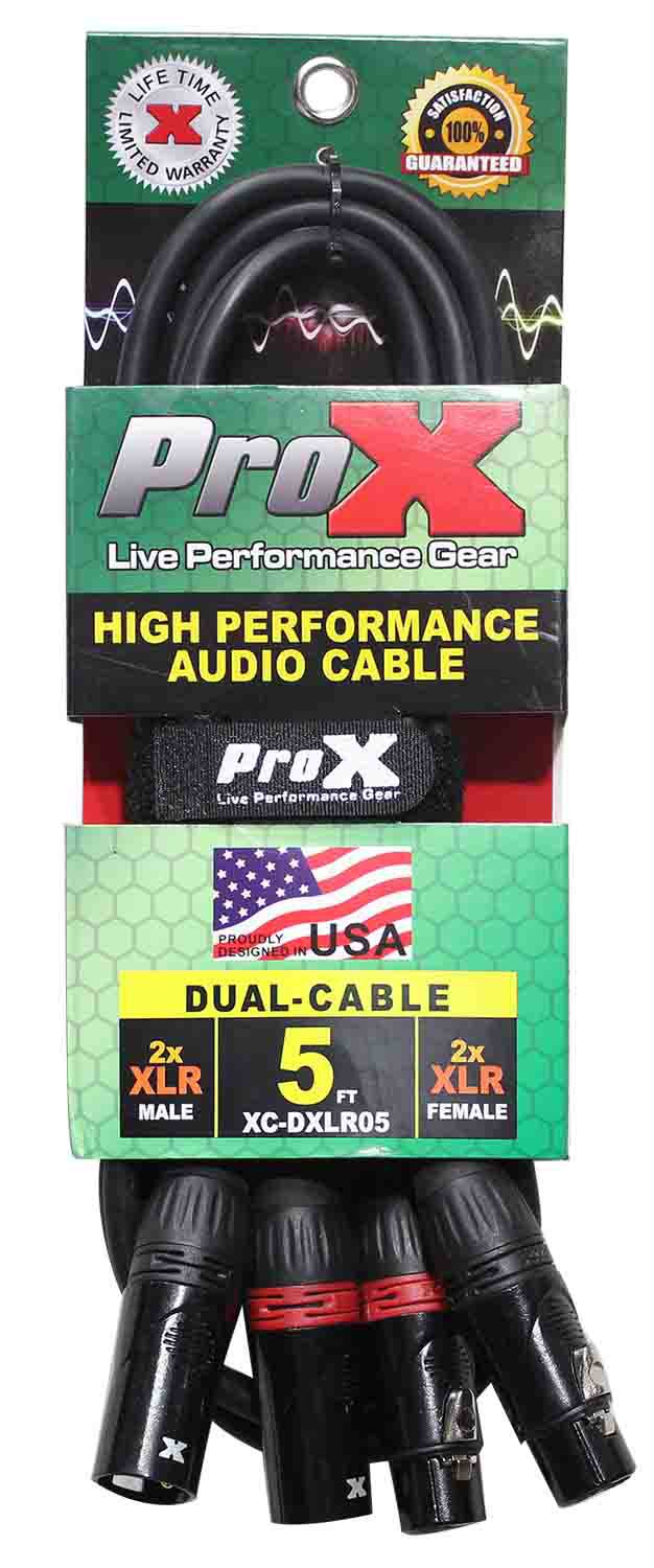 Prox XC-DXLR05 Balanced Dual XLR-M to Dual XLR-F High Performance Audio Cable - 5 Feet - Hollywood DJ