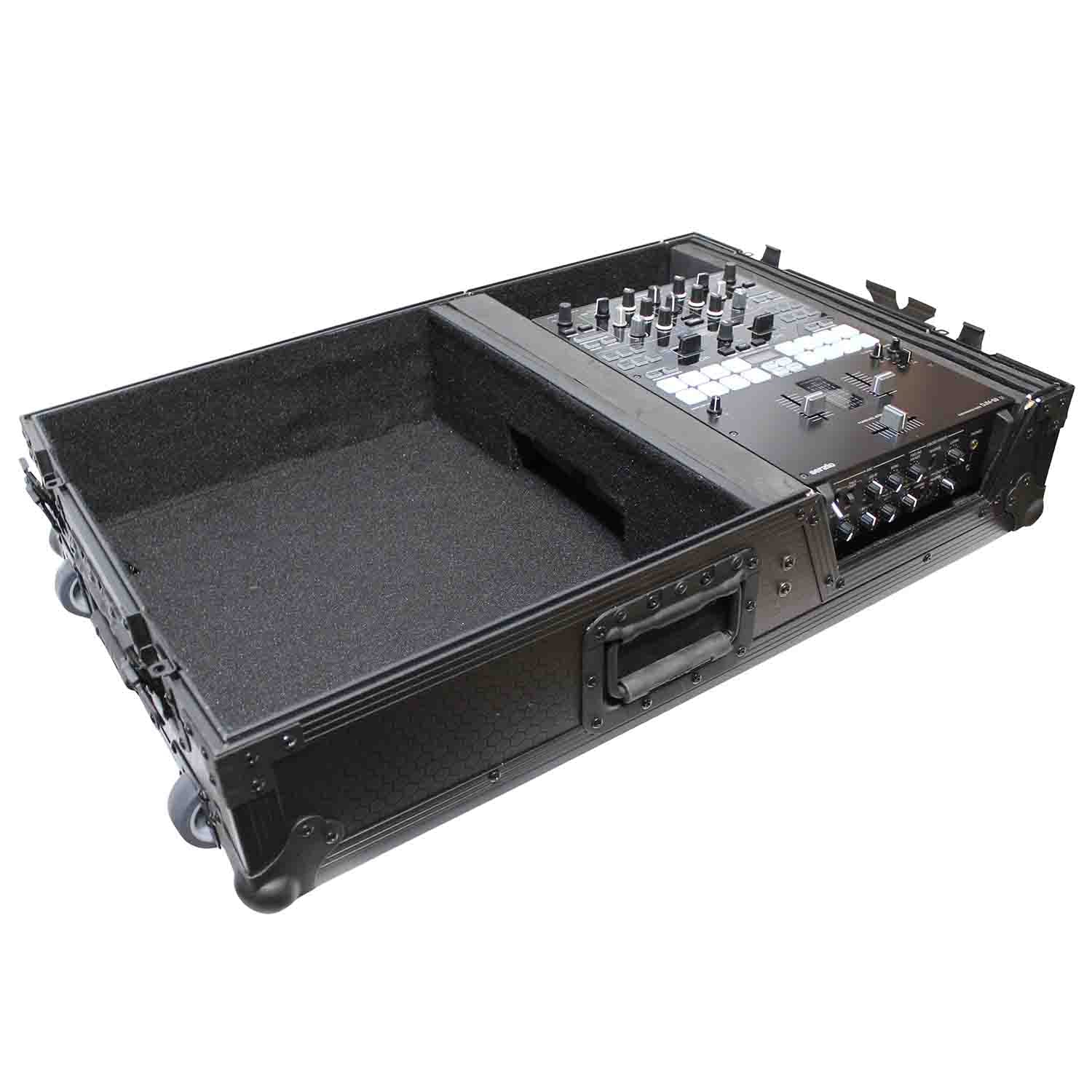 ProX XS-TMC1012WBL DJ Flight Case For Single Turntable In Battle Mode and 10 Inch or 12 Inch Mixer - Black on Black ProX Cases