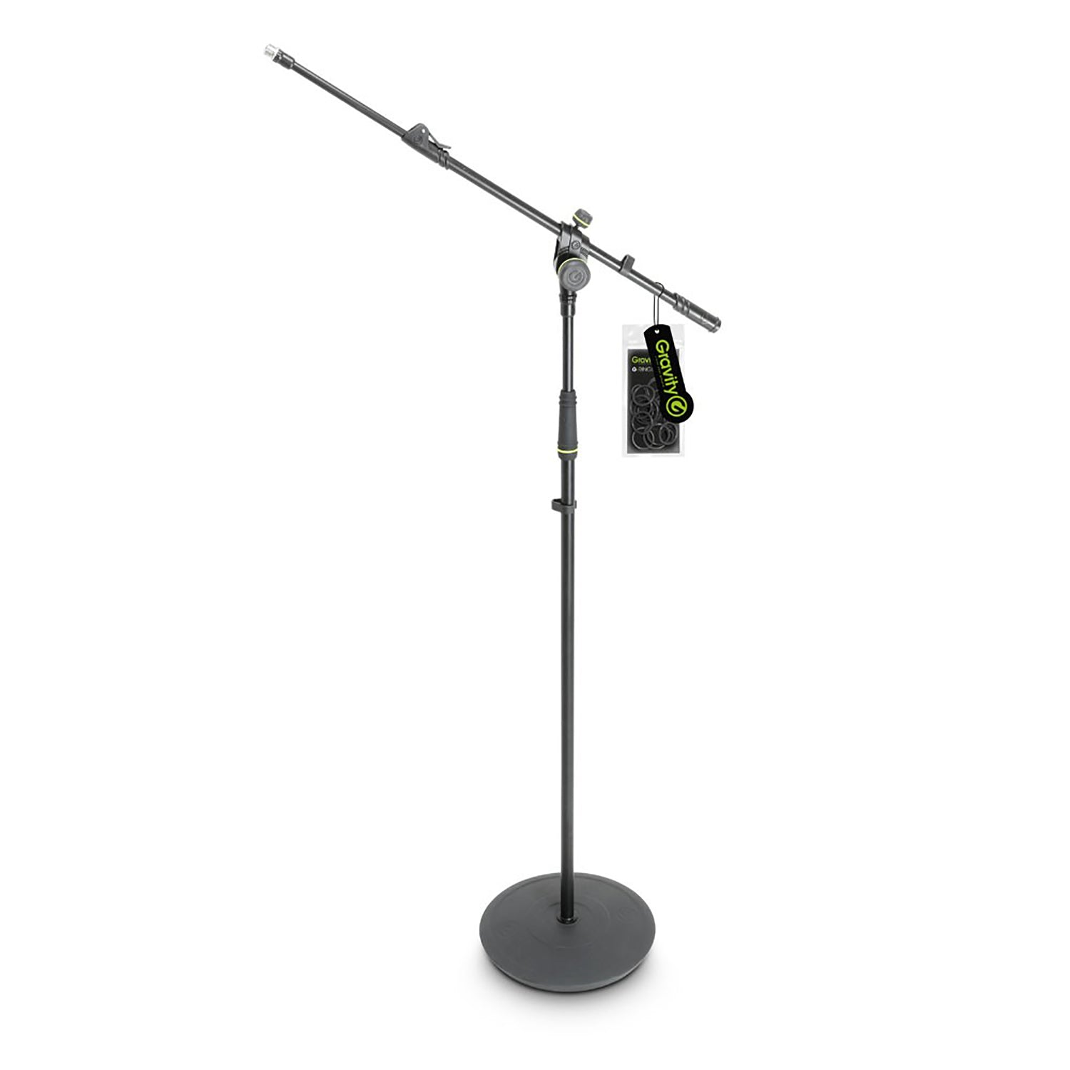Gravity GMS2322B Microphone Stand with Round Base and 2-Point Adjustment Telescoping Boom - Hollywood DJ