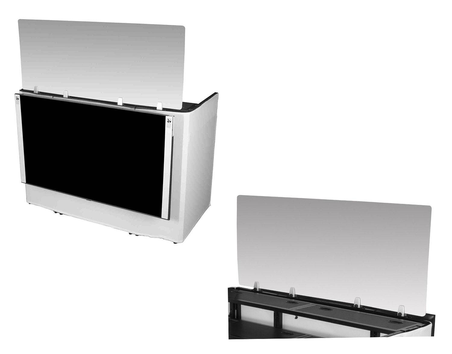 Odyssey Media DJ Booth Package with 65″ Flat Screen TV/Monitor and Sneeze Guard - Hollywood DJ
