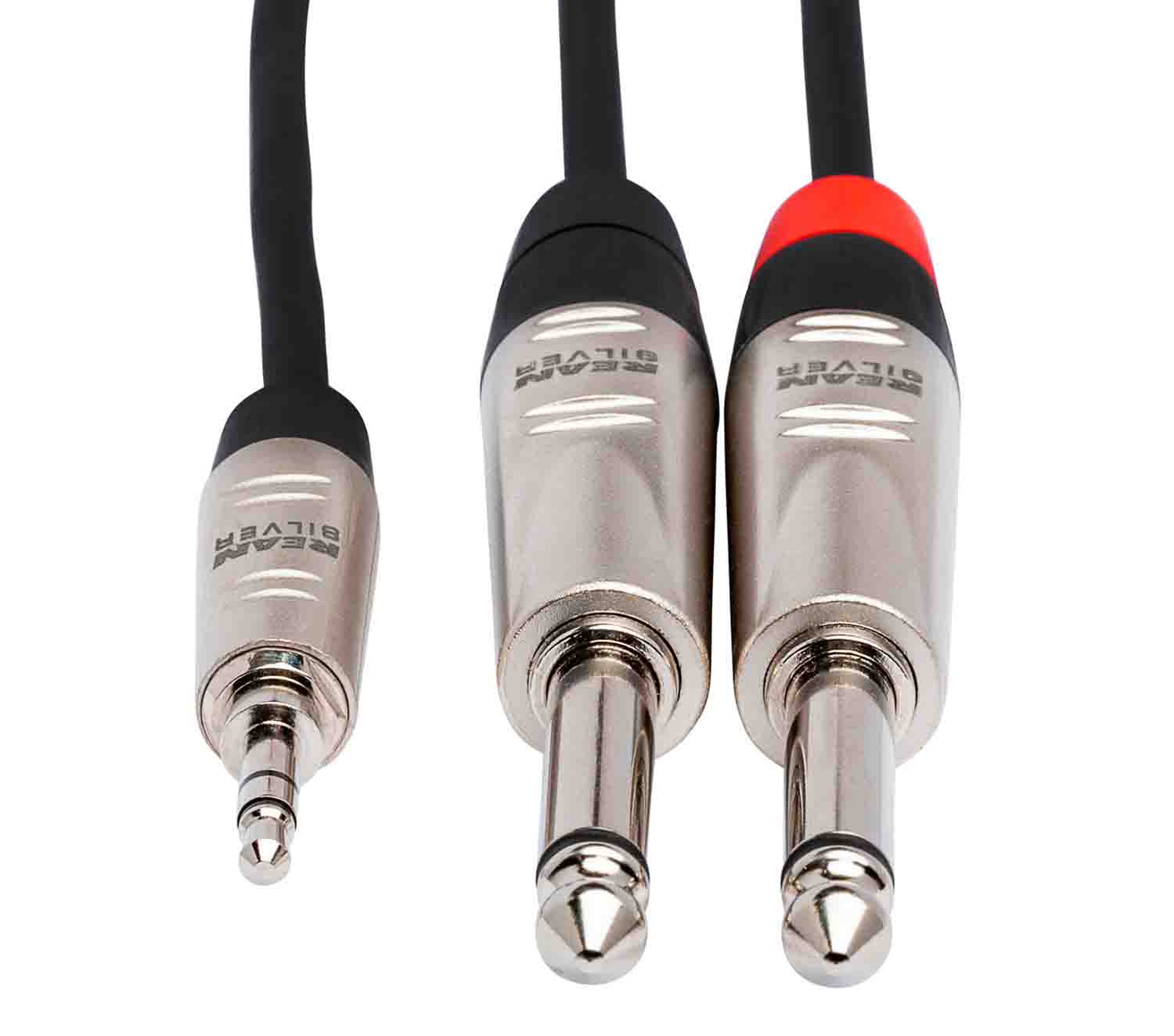 Hosa HMP-003Y, REAN 3.5mm TRS to Dual 1/4" TS Pro Stereo Breakout Cable - 3 Feet - Hollywood DJ