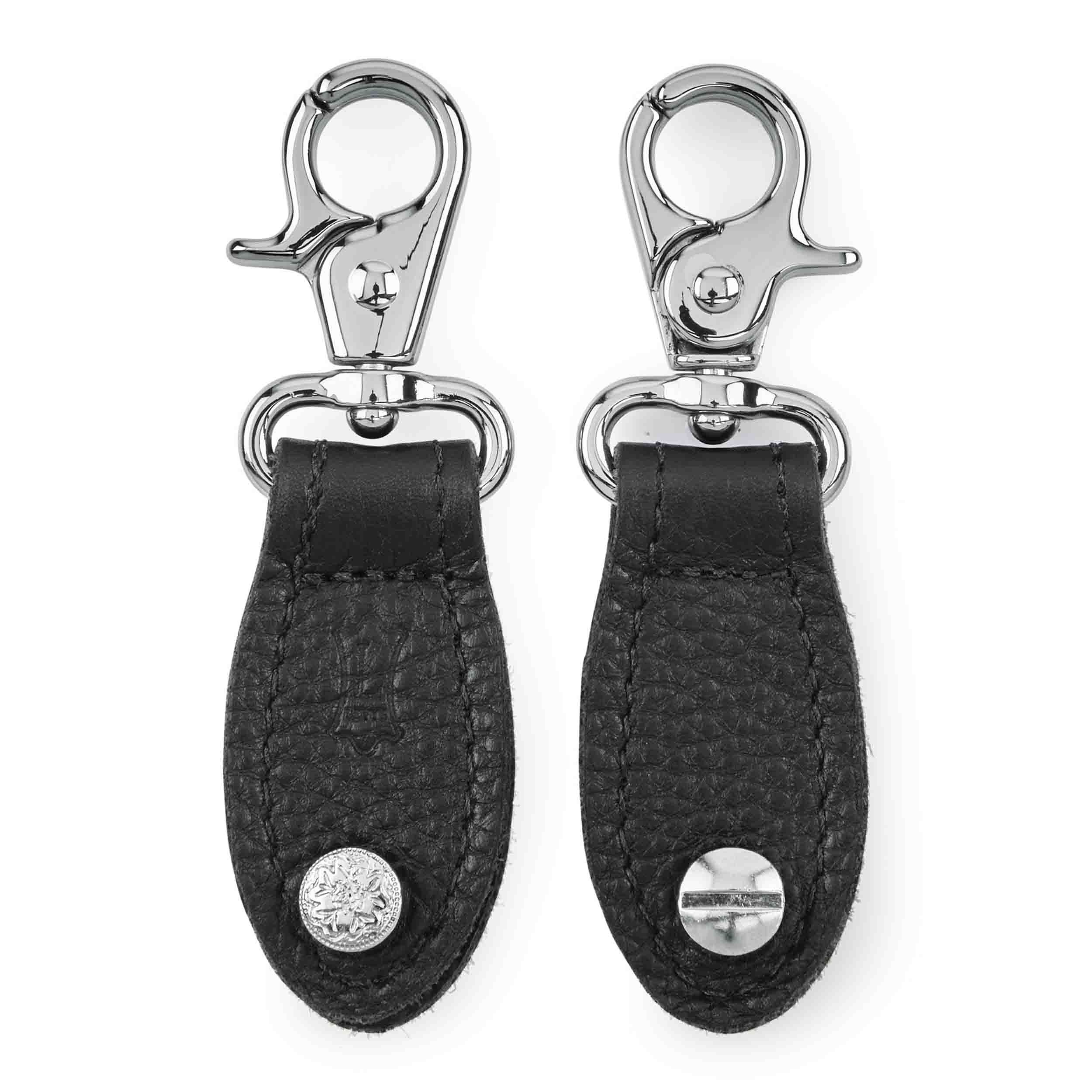 Levy's Leathers TPCS03-BLK Pair of Handbag Guitar Strap Converters with Chrome Hardware - Black - Hollywood DJ