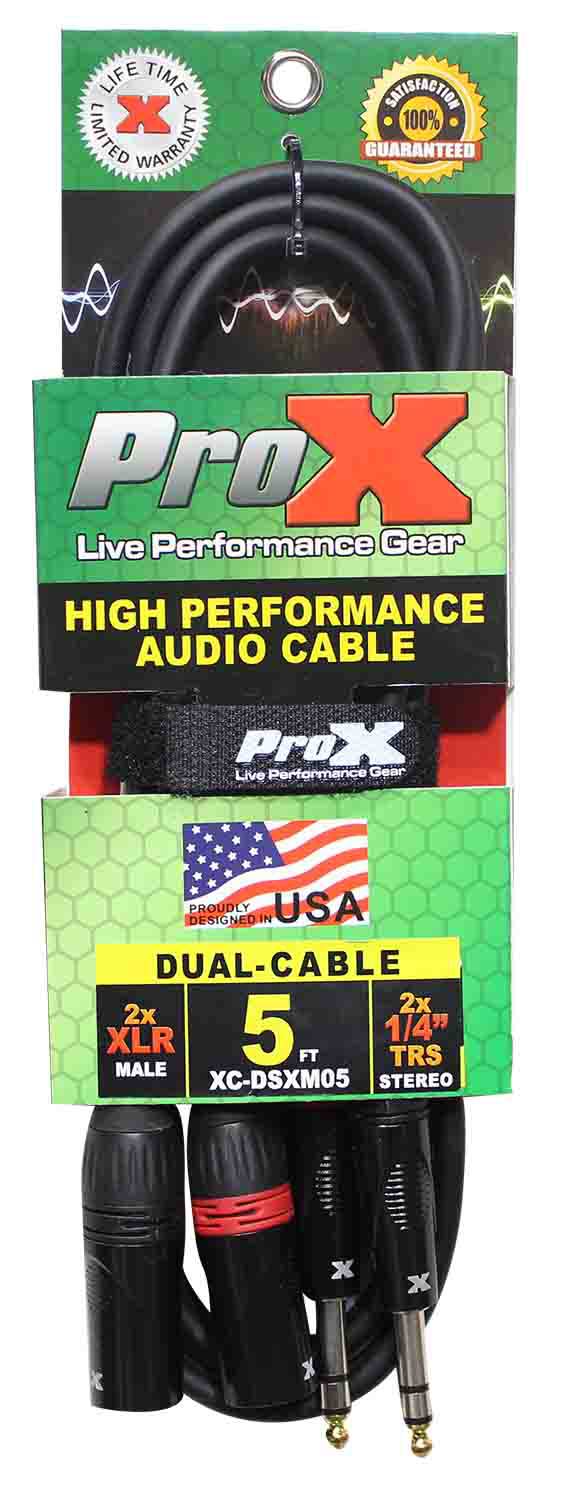 Prox XC-DSXM05 Balanced Dual 1/4" TRS-M to Dual XLR3-M High Performance Audio Cable - 5 Feet - Hollywood DJ