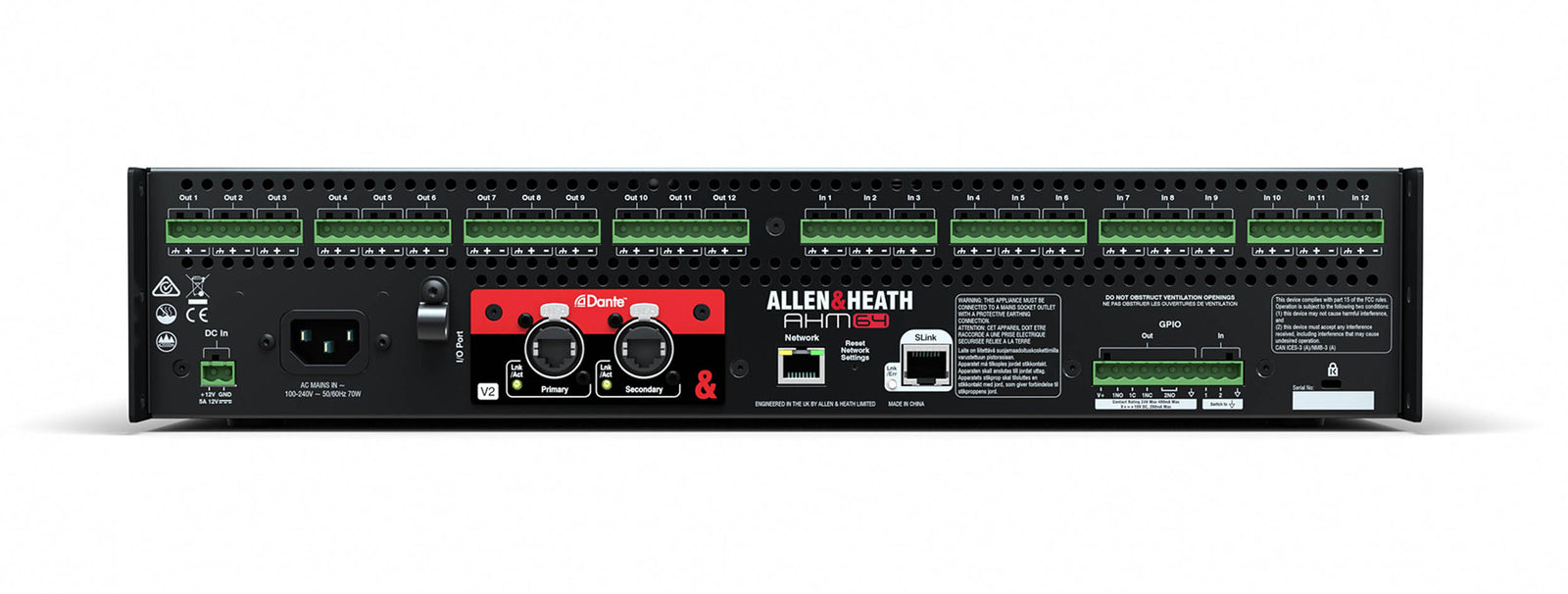 Allen & Heath AHM-64, 64x64 Audio Matrix Processor with 12x12 I/O - Hollywood DJ