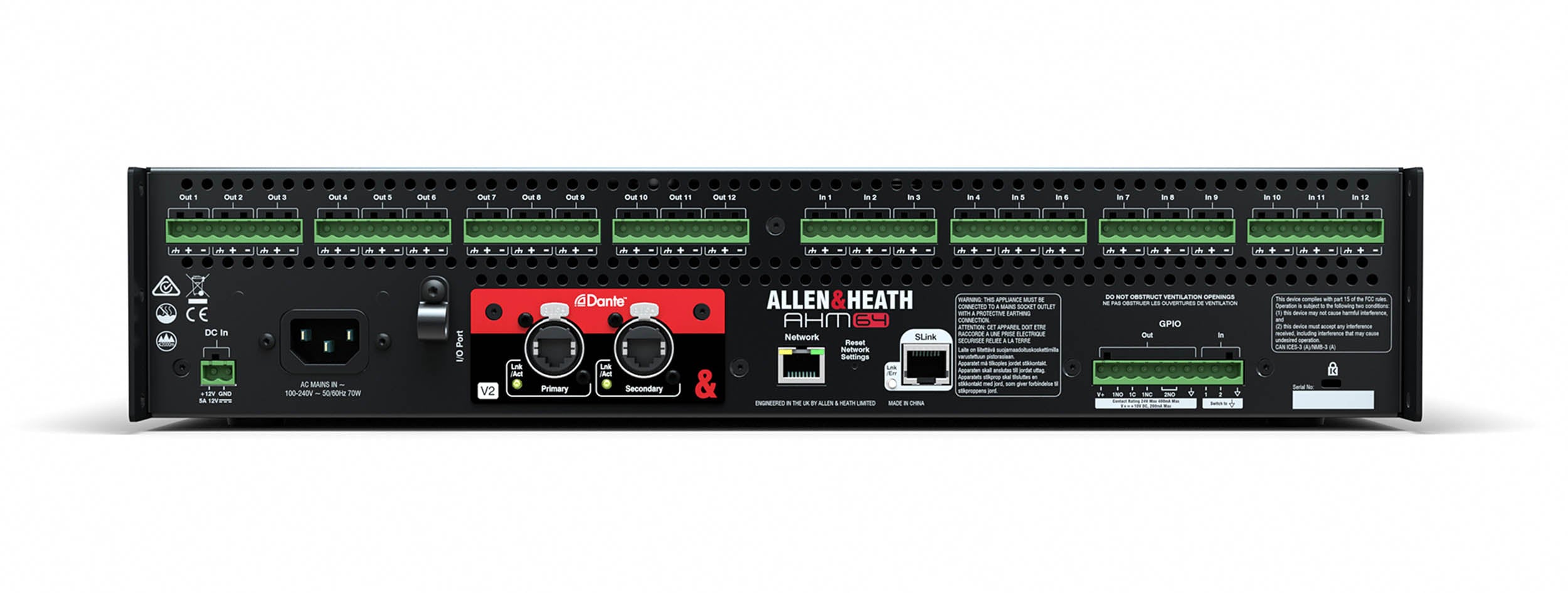 Allen & Heath AHM-64, 64x64 Audio Matrix Processor with 12x12 I/O - Hollywood DJ
