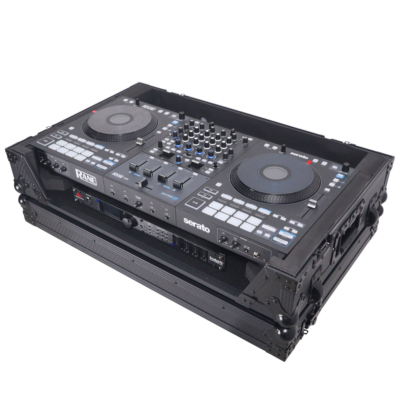 ProX XS-RANEFOURWBL, ATA Flight Style Road Case for RANE Four DJ Controller with 1U Rack Space and Wheels - Black Finish ProX Cases