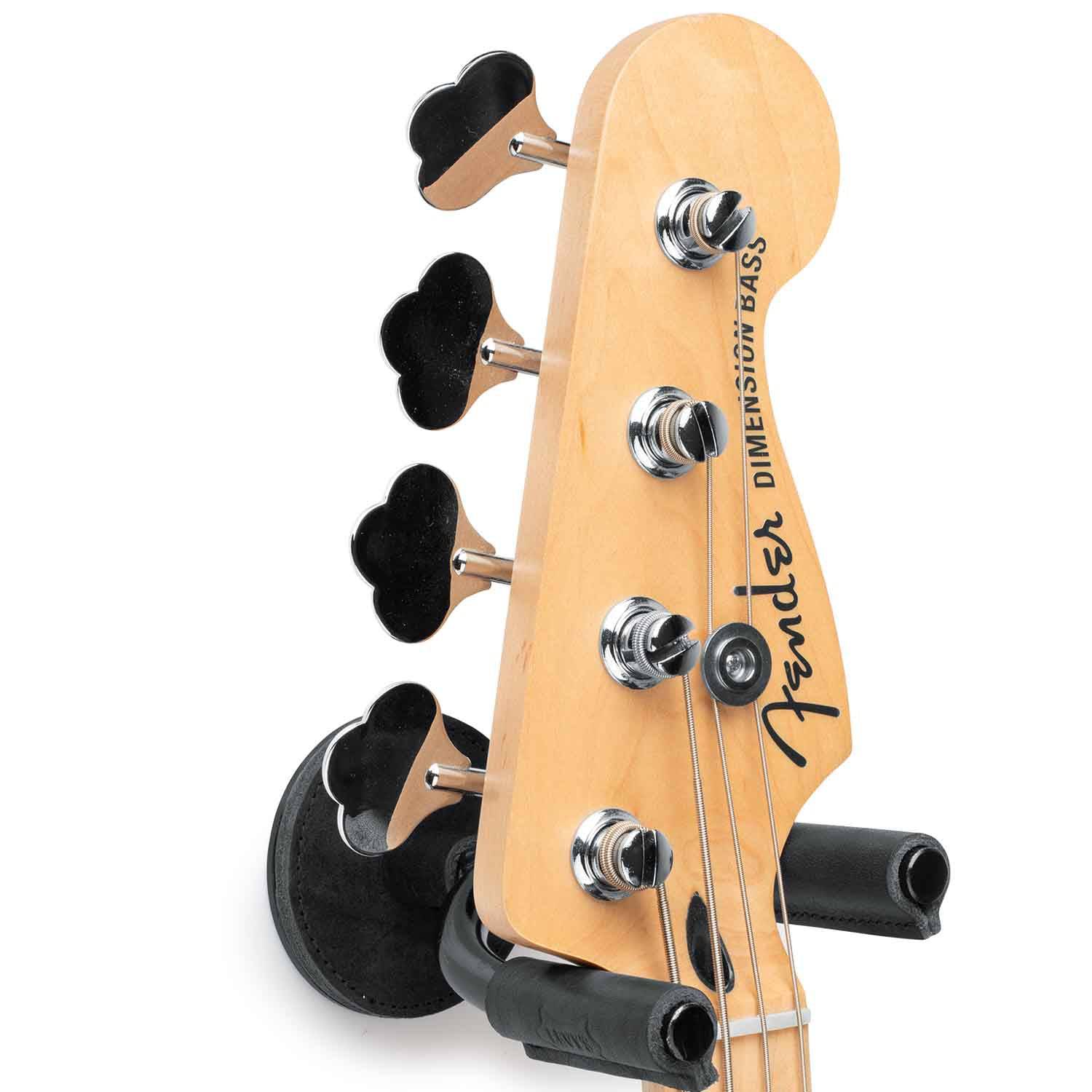 Levy's Leathers LVY-FGHNGR-BKBK Black Forged Guitar Hanger with Black Leather - Hollywood DJ