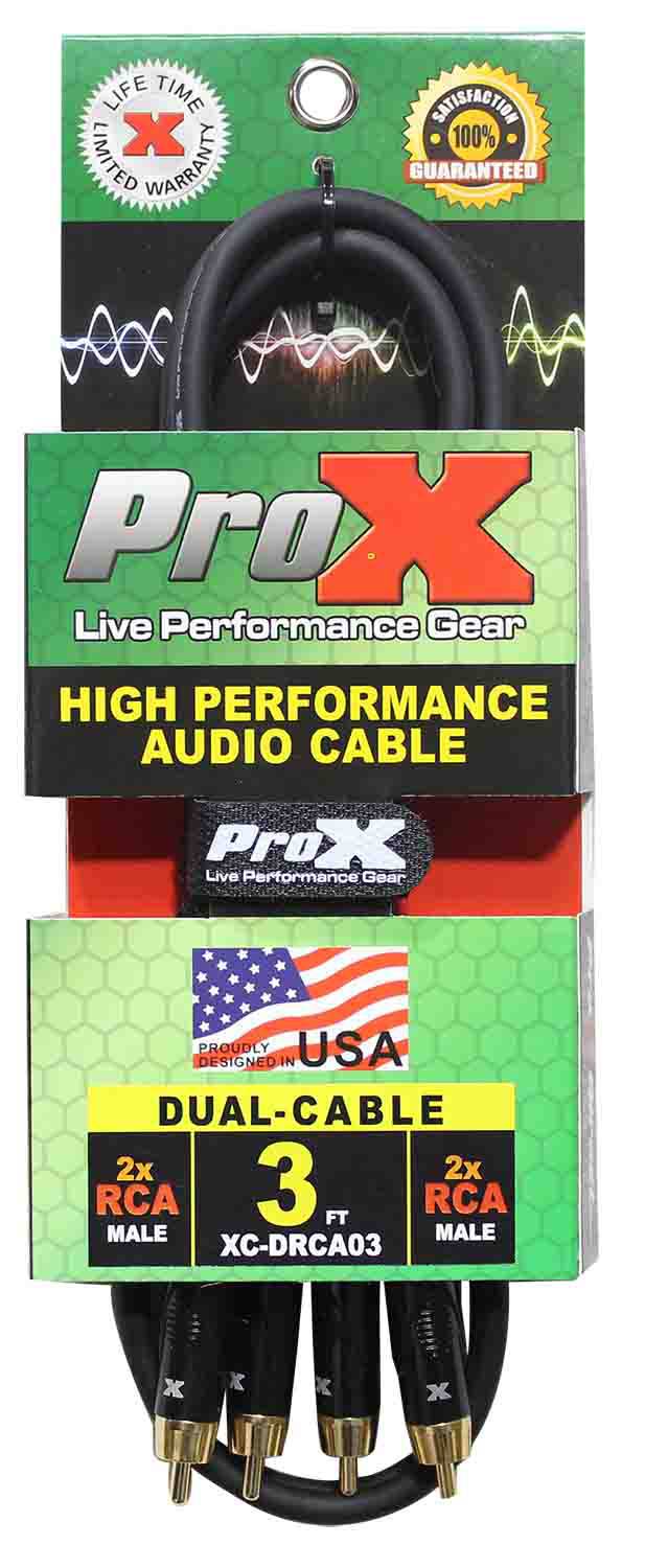Prox XC-DRCA3 Unbalanced Dual RCA-M to Dual RCA-M High Performance Audio Cable - 3 Feet - Hollywood DJ