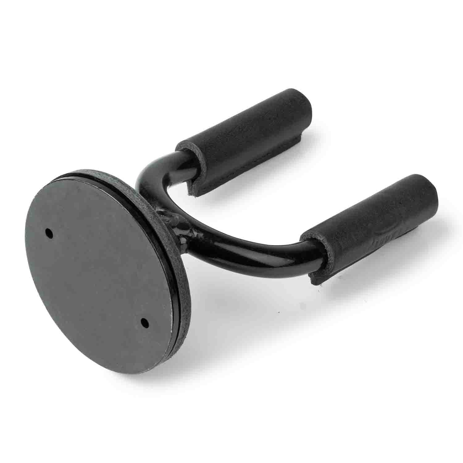 Levy's Leathers LVY-FGHNGR-BKBK Black Forged Guitar Hanger with Black Leather - Hollywood DJ