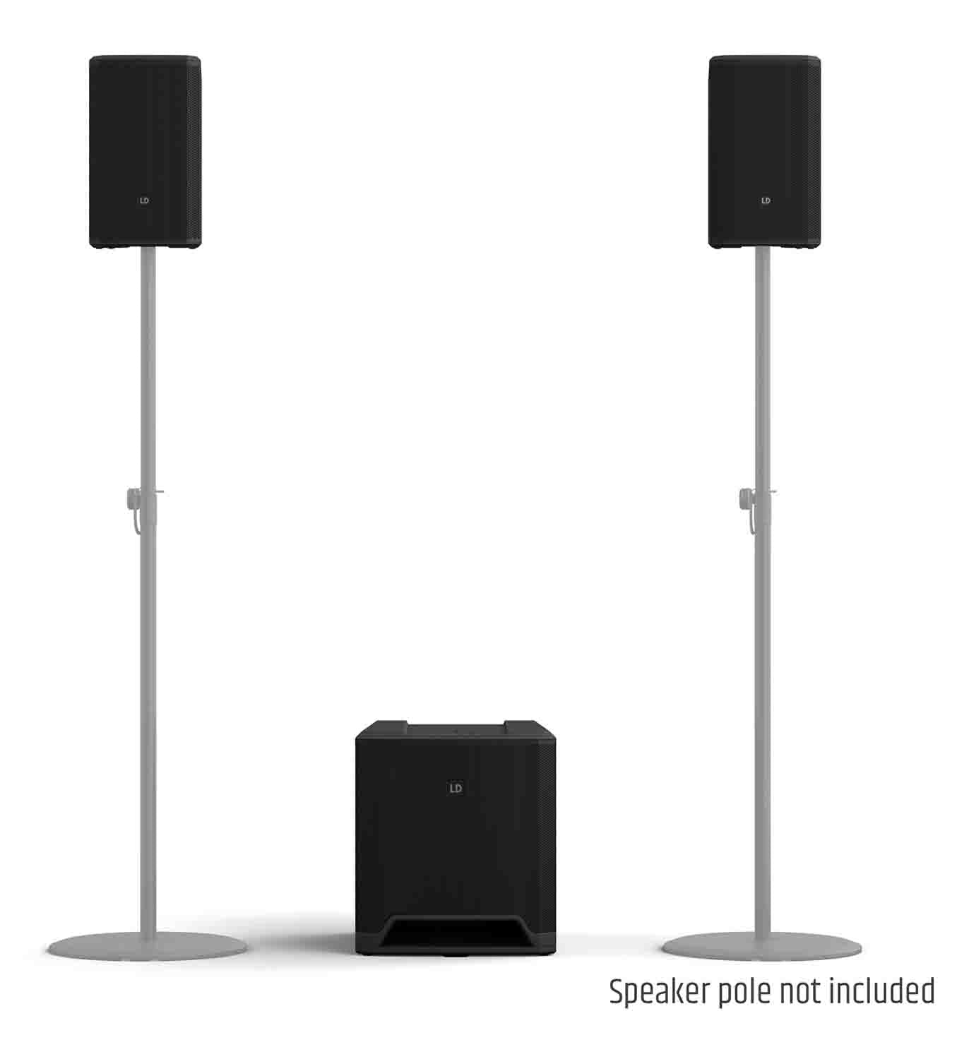 LD Systems DAVE 12 G4X, Powered PA System DJ Package with Odyssey Stands and Cables - Hollywood DJ