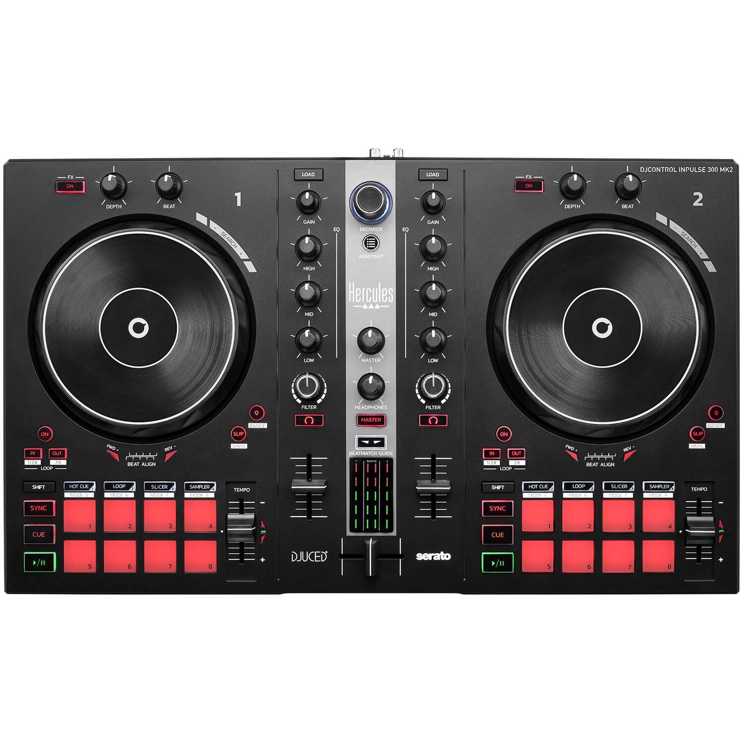 Hercules AMS-DJC-INPULSE-300-MK2 DJControl Inpulse 300 2-Deck USB DJ Controller for Serato DJ Lite and DJUCED - Hollywood DJ