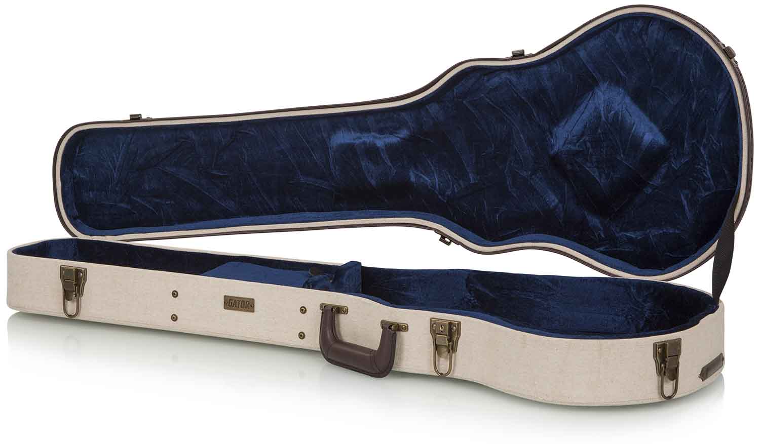 Gator Cases GW-JM LPS Deluxe Wood Case for Les Paul Style Guitars - Journeyman Burlap Exterior - Hollywood DJ
