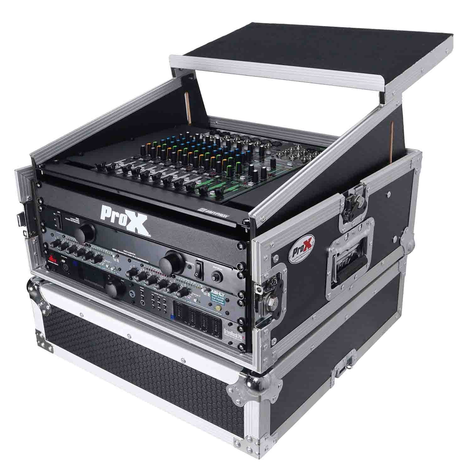 ProX T-4MR-LT--MK2, 4U Rack x 10U Top Mixer DJ Combo Flight Case with Laptop Shelf - Hollywood DJ