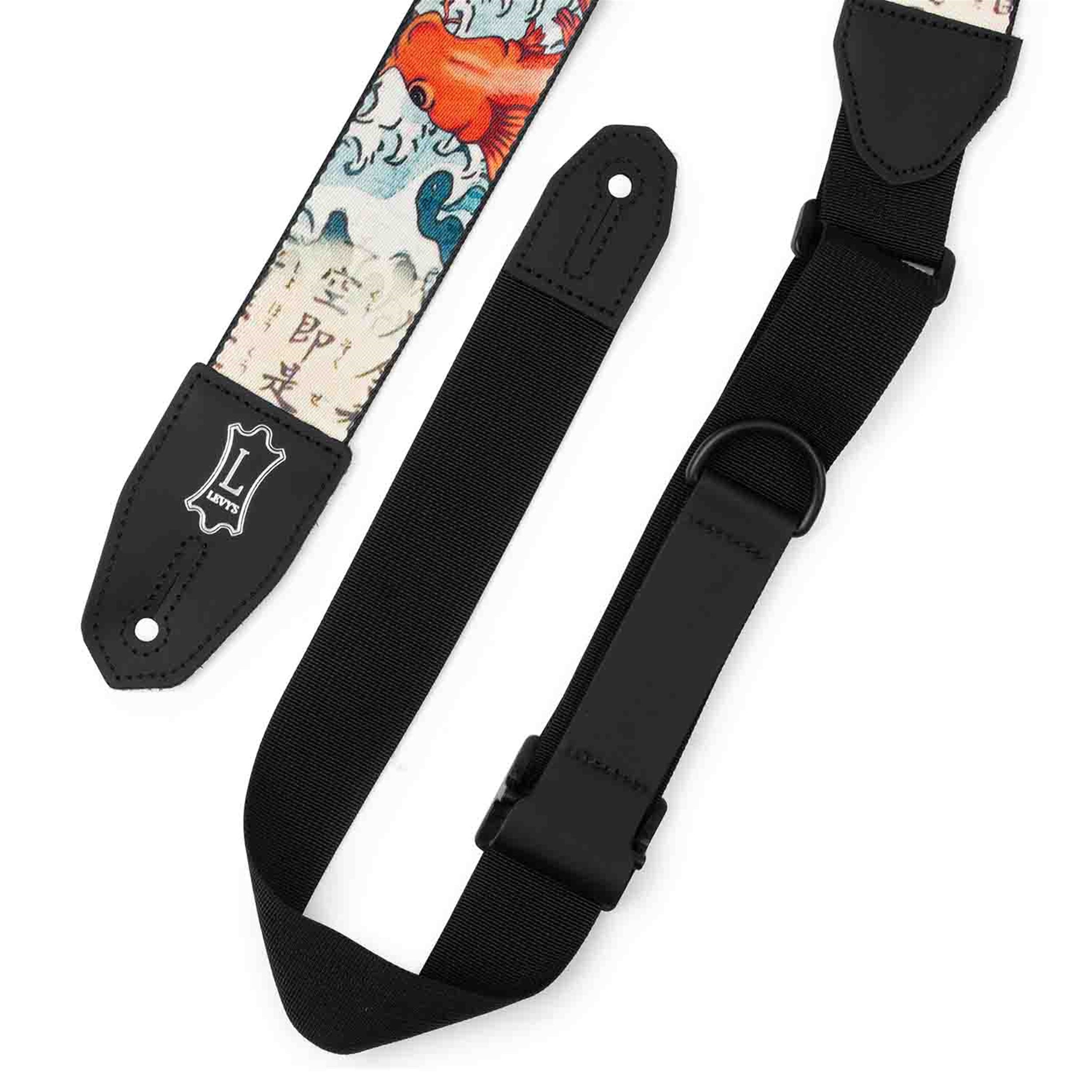 Levy's Leathers MPRH-16 Right Height 2” Wide Polyester Guitar Strap with Koi Fish and Wave Motif - Hollywood DJ