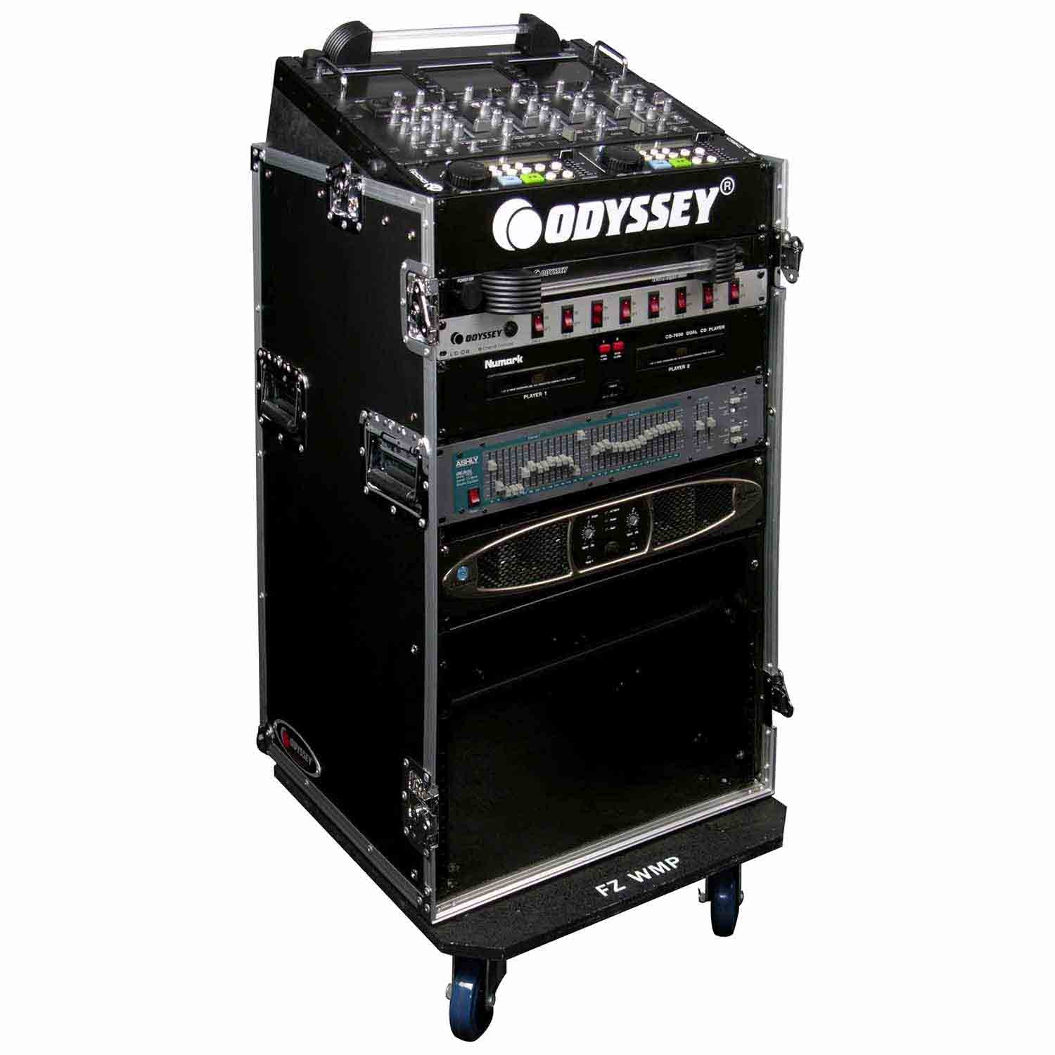 B-Stock: Odyssey FR1016W, Combo Rack 10U Top Slanted 16U Bottom Vertical with Wheels - Hollywood DJ