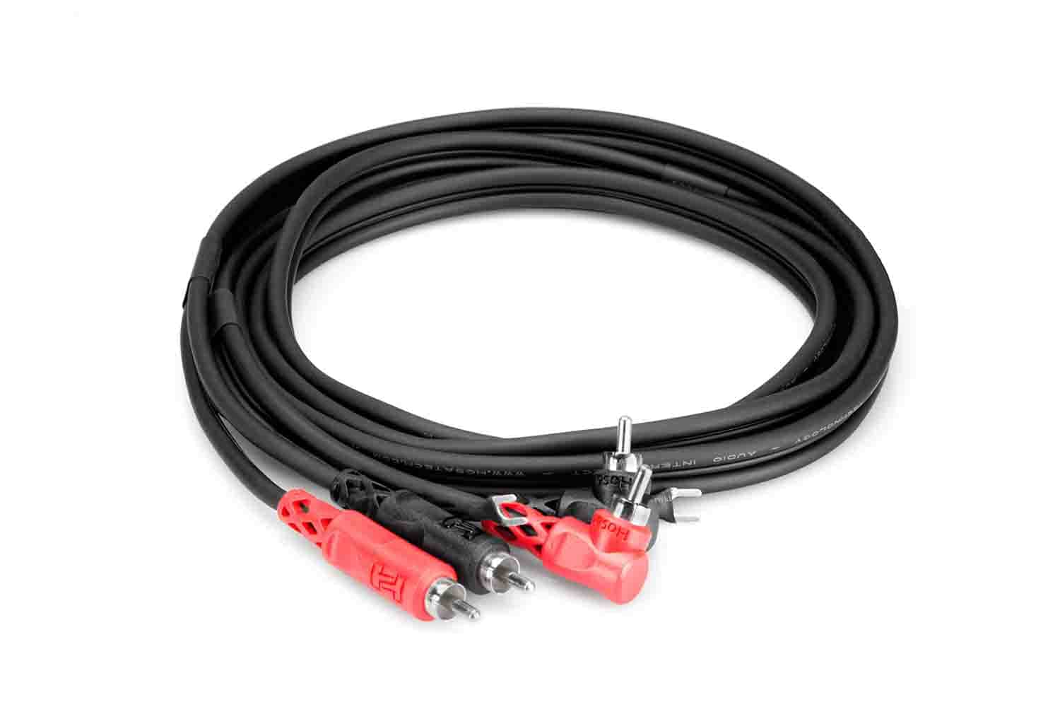 Hosa CRA-202DJ Stereo Interconnect Cable, Dual RCA to Dual Right-angle RCA with Ground Wire - 2 Meter - Hollywood DJ