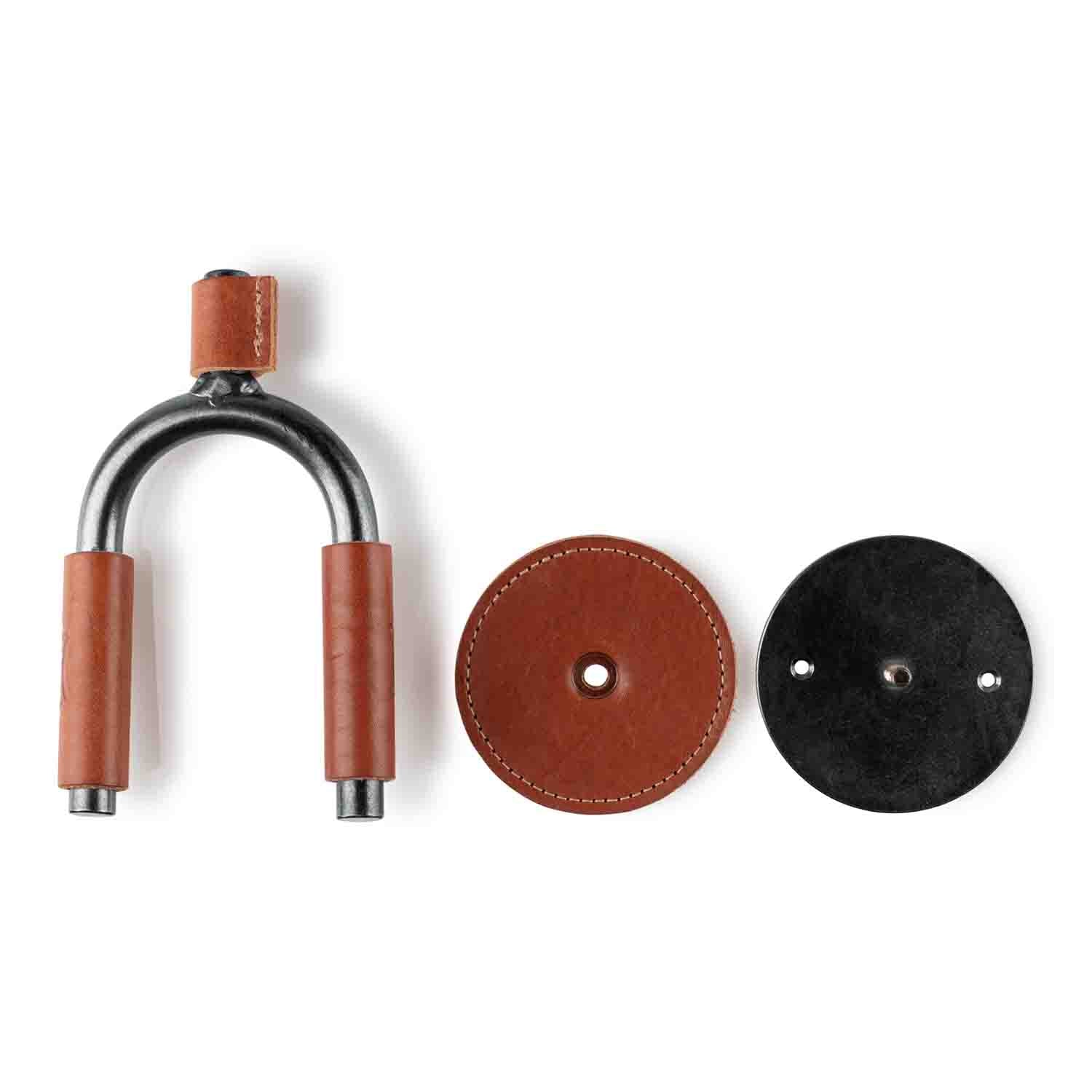 Levy's Leathers LVY-FGHNGR-SMTN Forged Guitar Hanger with Tan Leather - Hollywood DJ