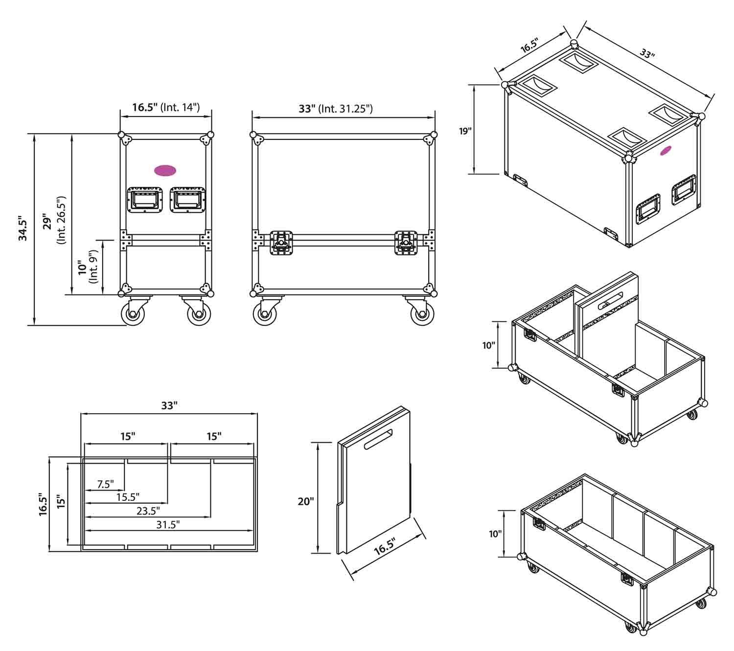 ProX X-RCF-NX32A ATA Flight Hard Case for Two RCF NX 32-A Speakers with Wheels - Hollywood DJ