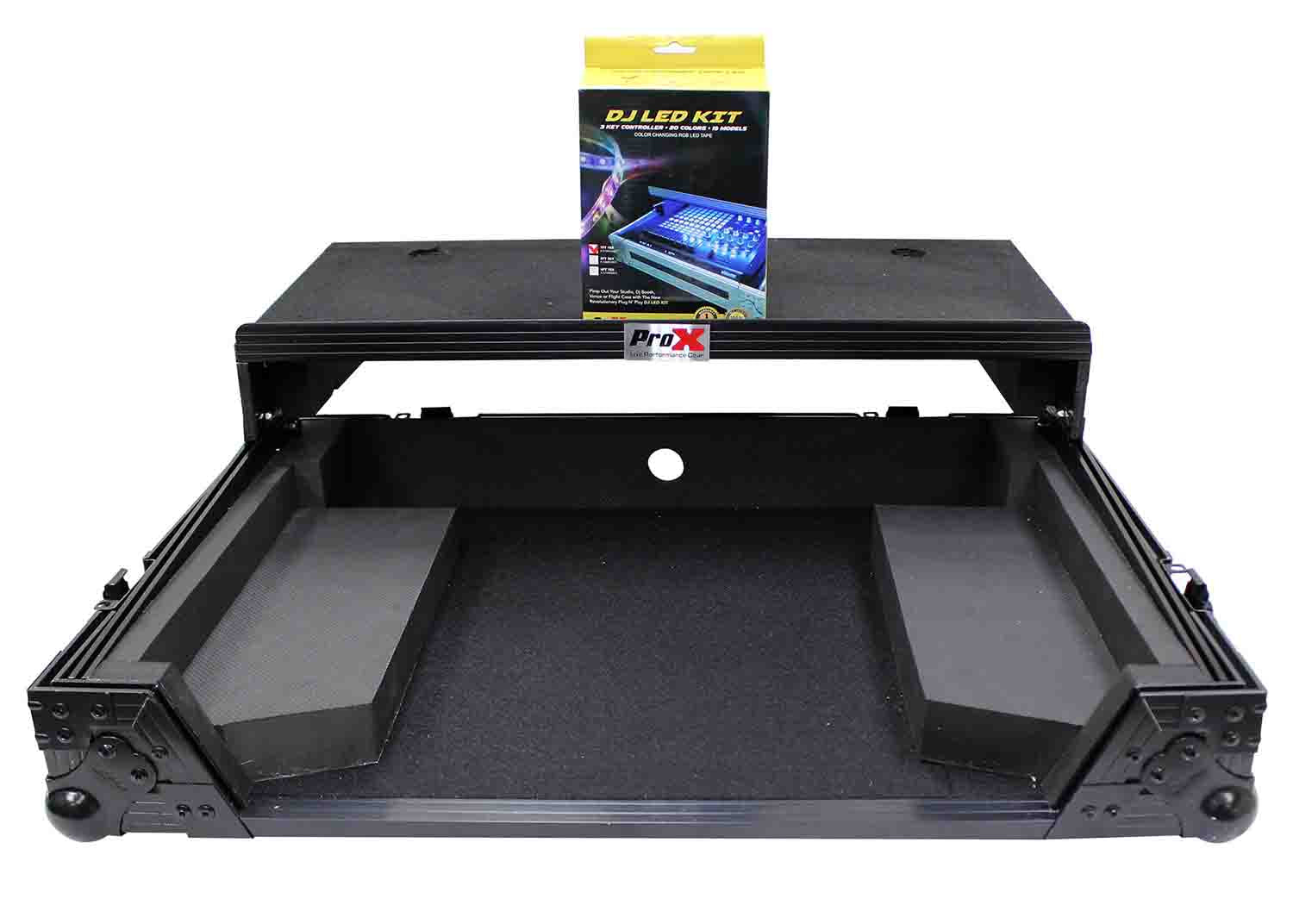 ProX XS-DDJSR2LTBL LED Flight-Road Case for Pioneer DDJ-SR2 Digital Controller with Laptop Shelf & LED Kit - Hollywood DJ