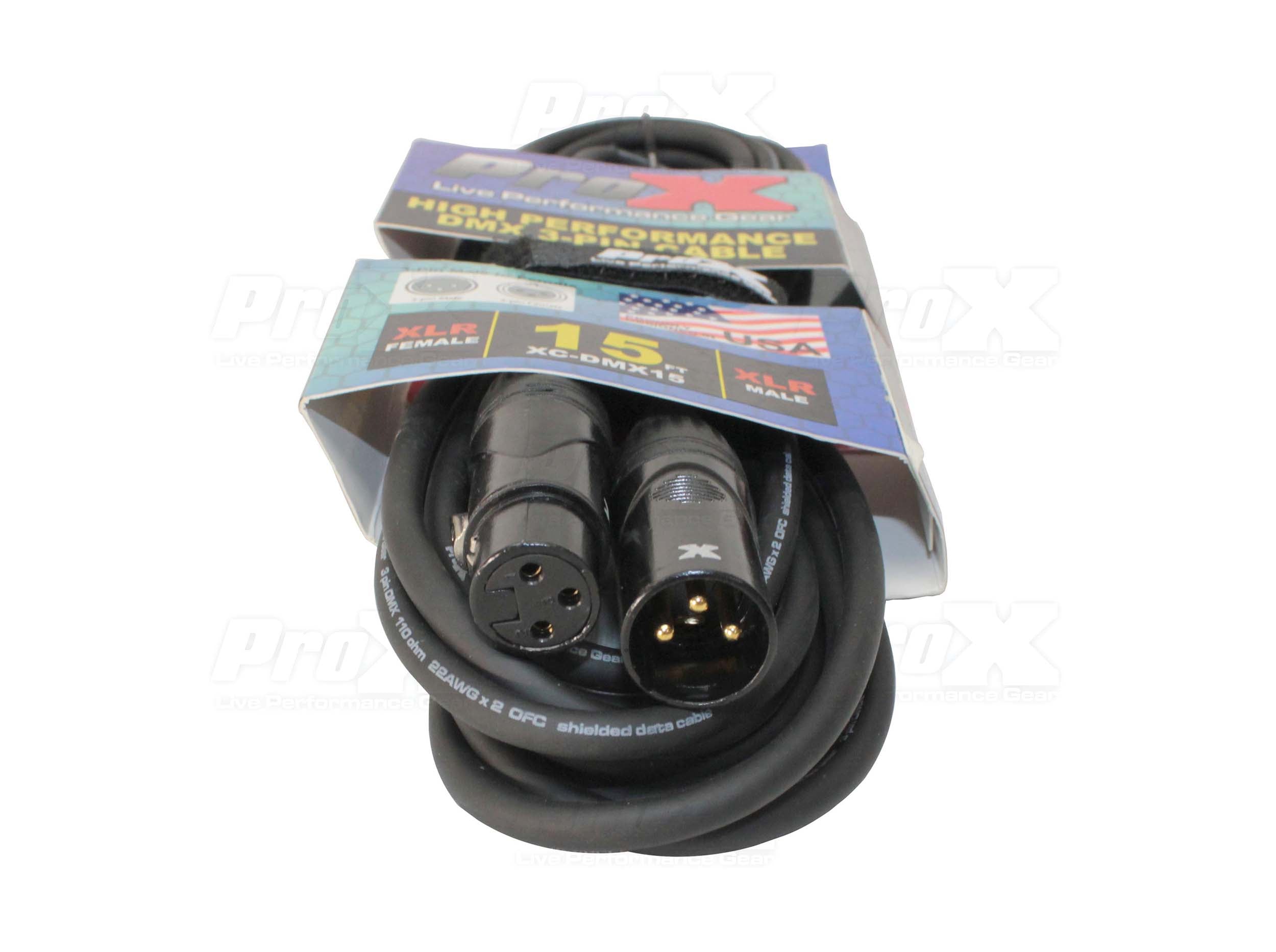 ProX XC-DMX15, DMX XLR3-M to XLR3-F High Performance Cable - 15 Feet by ProX Cases