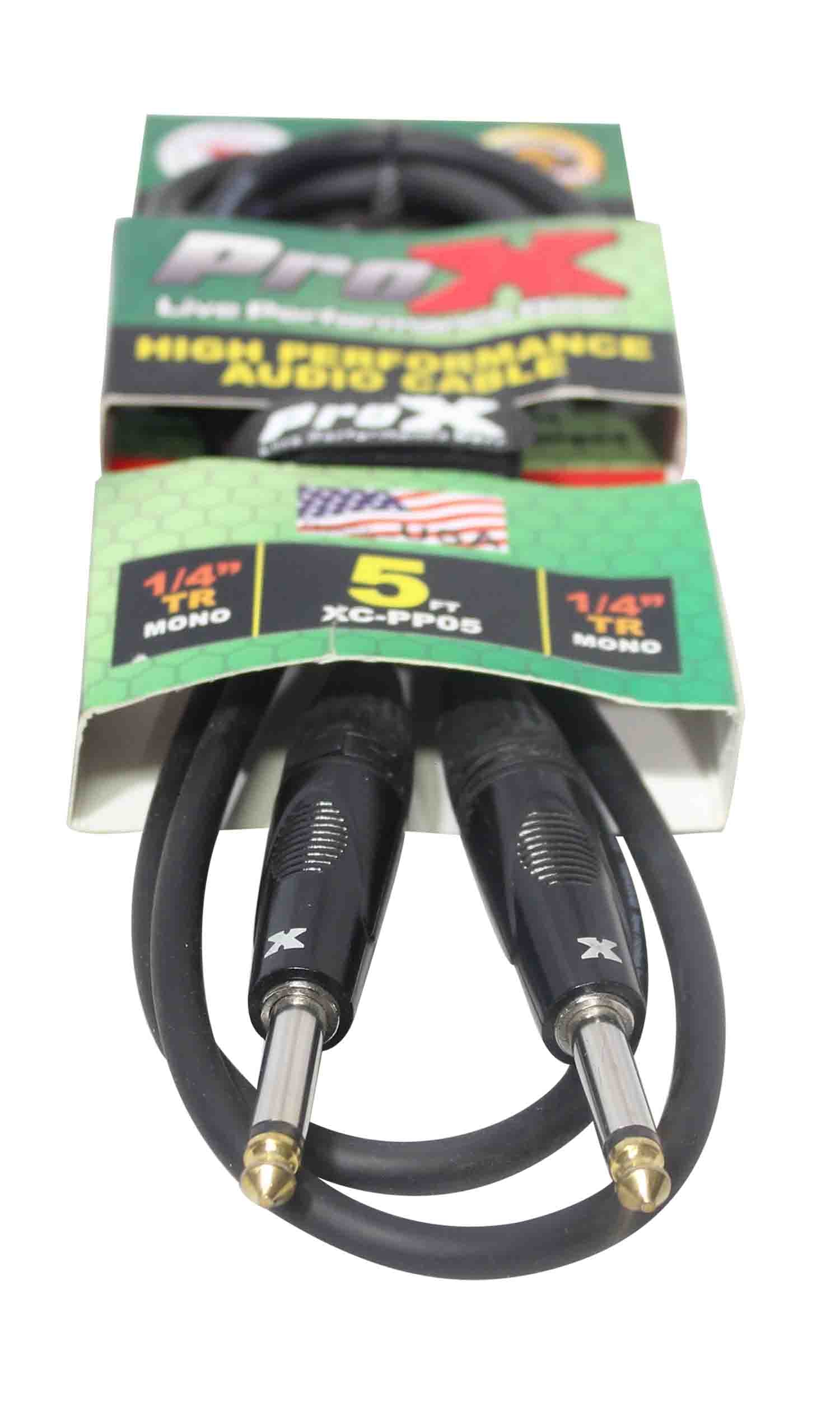 Prox XC-PP05 Unbalanced 1/4" TS-M to 1/4" TS-M High Performance Audio Cable - 5 Feet - Hollywood DJ
