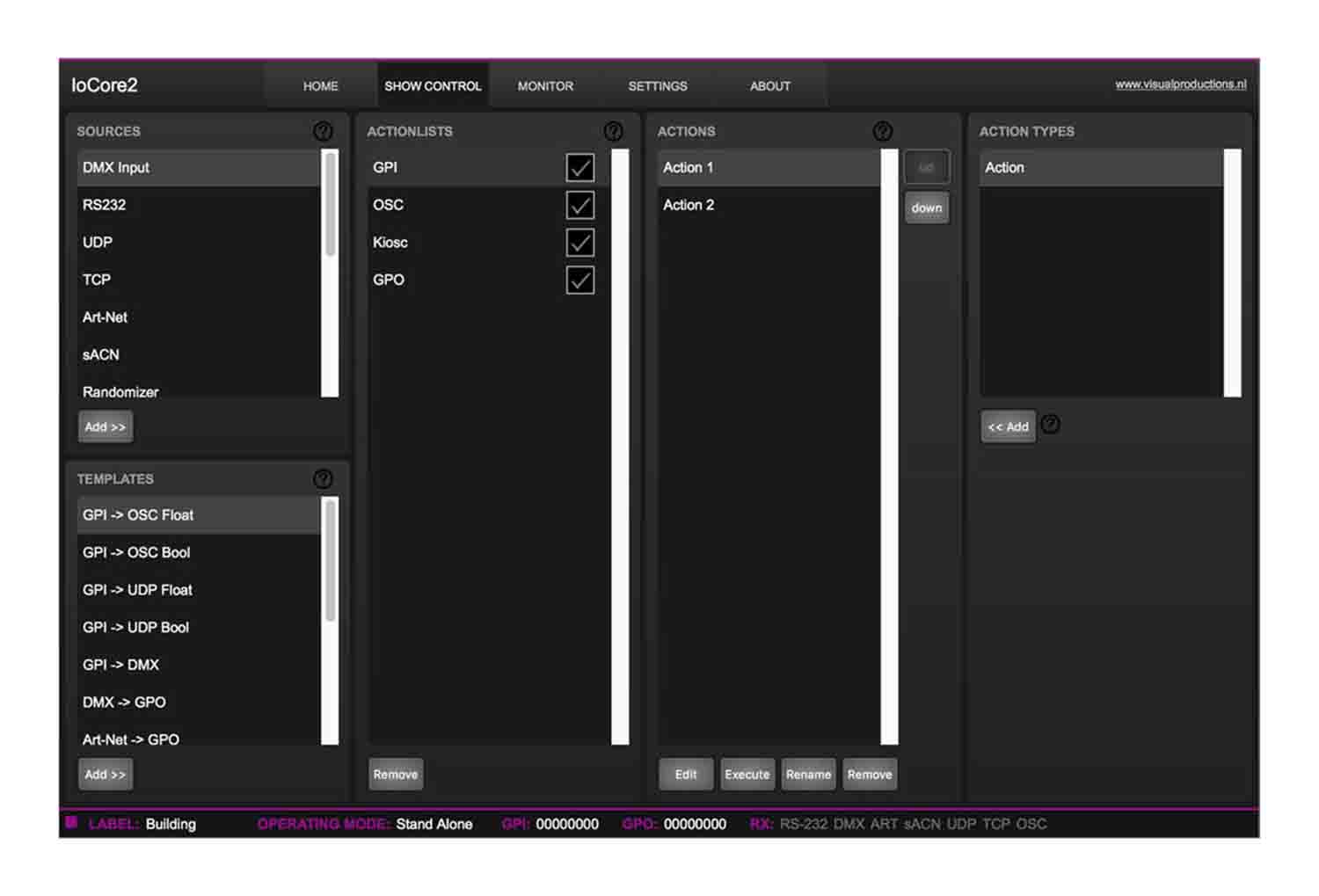 Visual Productions IoCore2 GPI+GPO Interface with RS-232 & DMX - Hollywood DJ