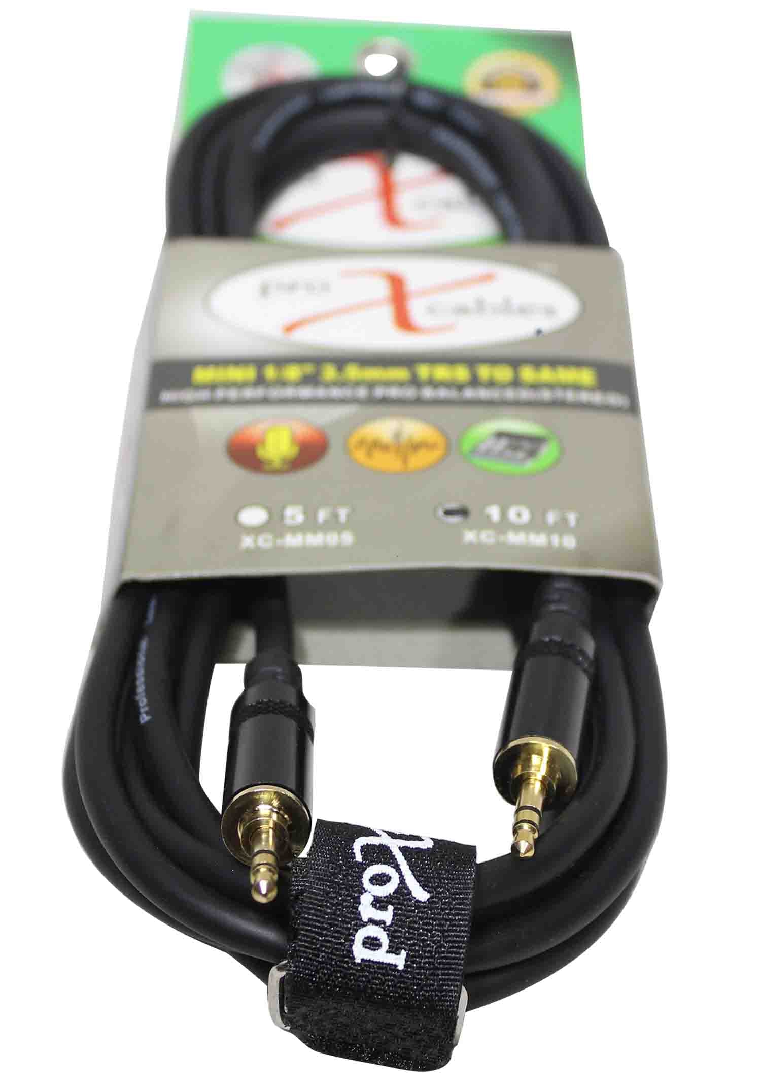 Prox XC-MM10 Balanced TRS-M Mini 1/8" to TRS-M Mini 1/8" High Performance Audio Cable - 10 Feet - Hollywood DJ