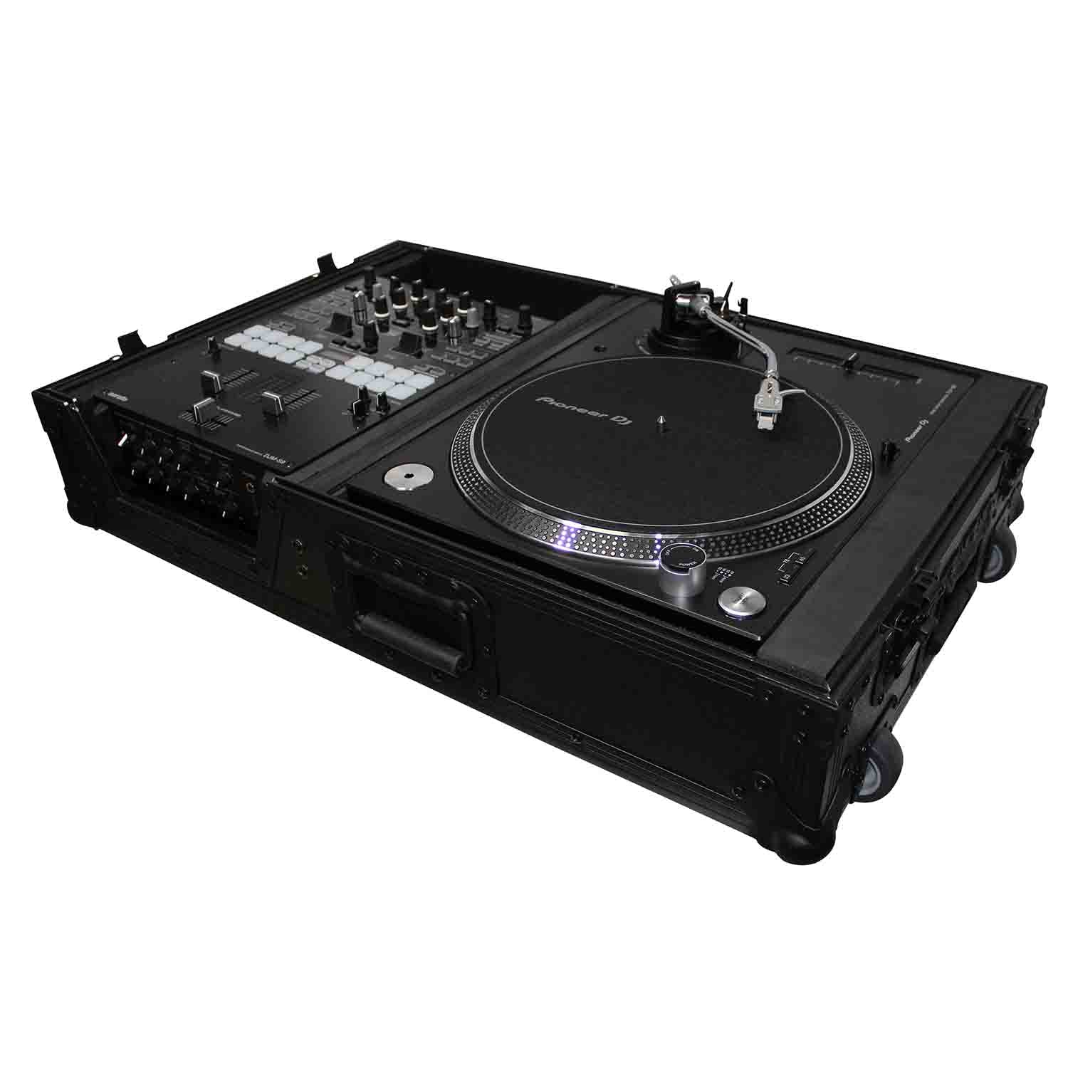 ProX XS-TMC1012WBL DJ Flight Case For Single Turntable In Battle Mode and 10 Inch or 12 Inch Mixer - Black on Black ProX Cases