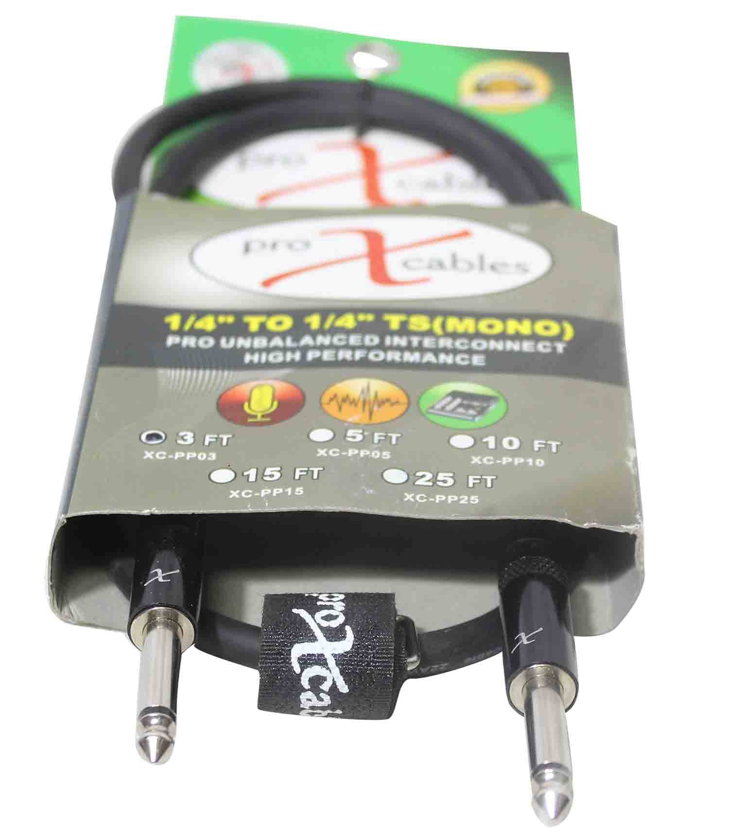 Prox XC-PP03 Unbalanced 1/4" TS-M to 1/4" TS-M High Performance Audio Cable - 3 Feet - Hollywood DJ