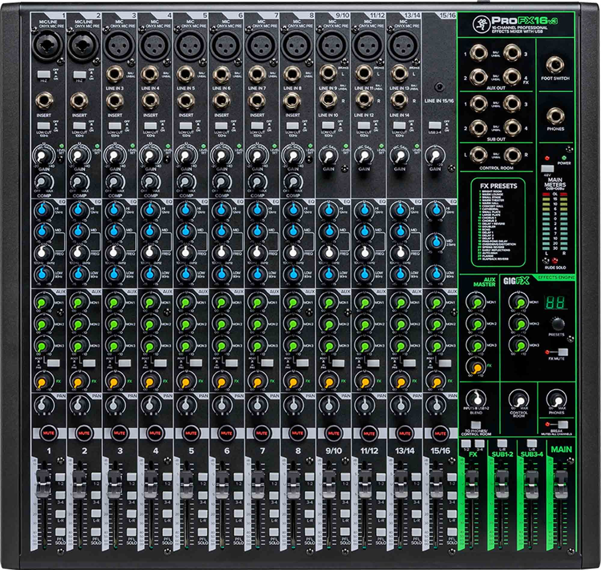 Mackie ProFX16v3 16-Channel Professional Effects Mixer with USB - Hollywood DJ