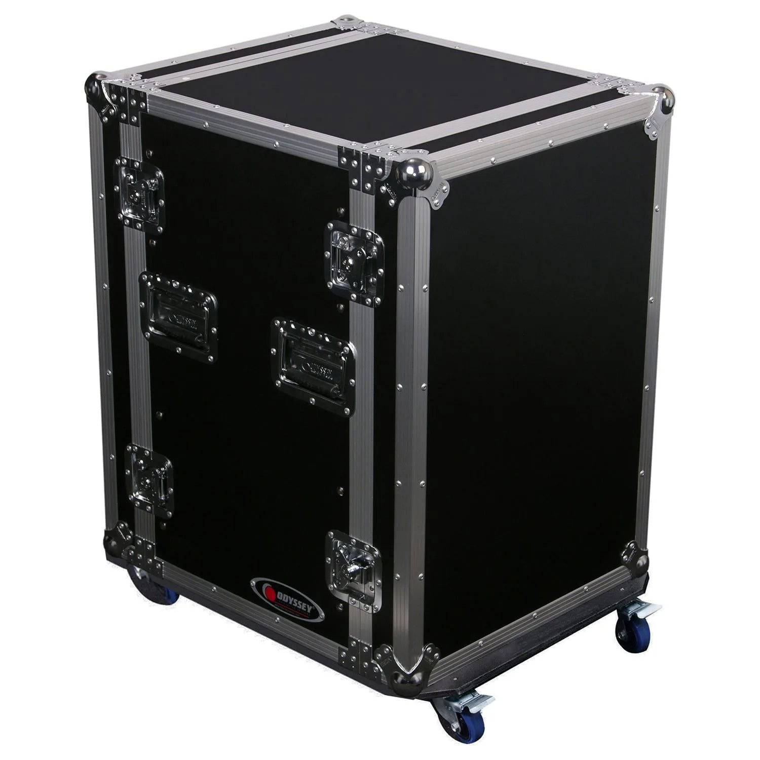 Odyssey FZSRPAR16W, 16U Space Saver Pro Amp Rack Flight Case With Wheels - Hollywood DJ