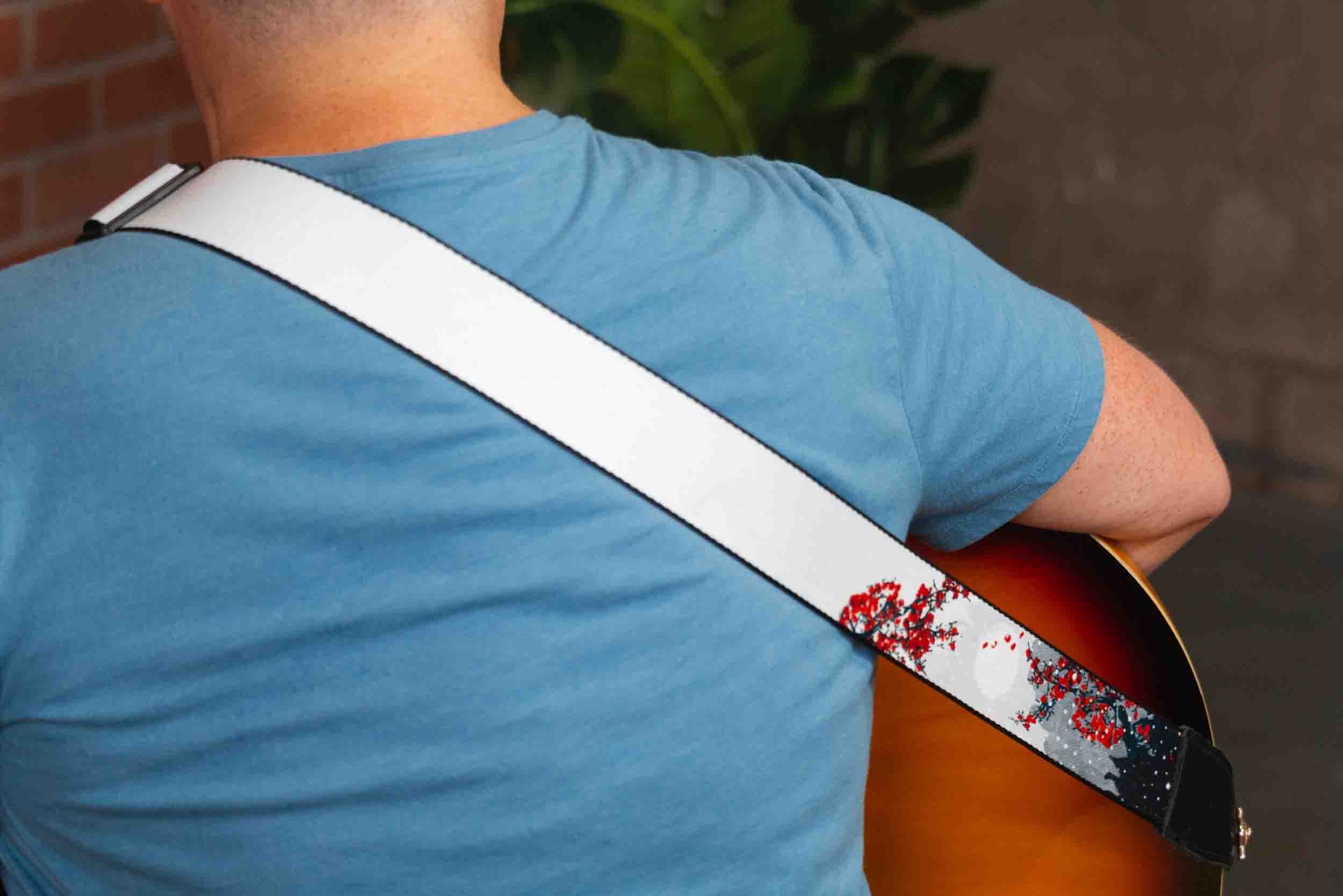 Levy's Leathers MPD2-116 2” Wide Polyester Guitar Strap with Cherry Blossoms and Snow Motif - Hollywood DJ